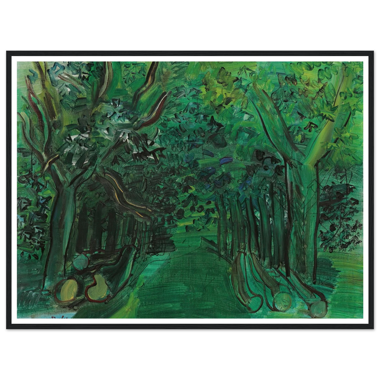 Route en forêt (circa 1930) Art Print | Raoul Dufy - Framed Poster - 30x40 cm / 12x16″ - Black frame