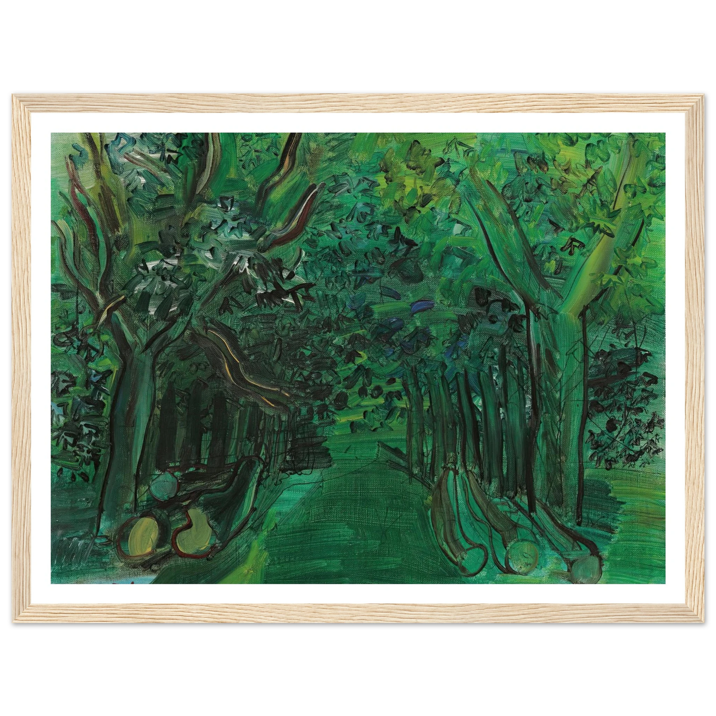 Route en forêt (circa 1930) Art Print | Raoul Dufy - Framed Poster - 30x40 cm / 12x16″ - Black frame
