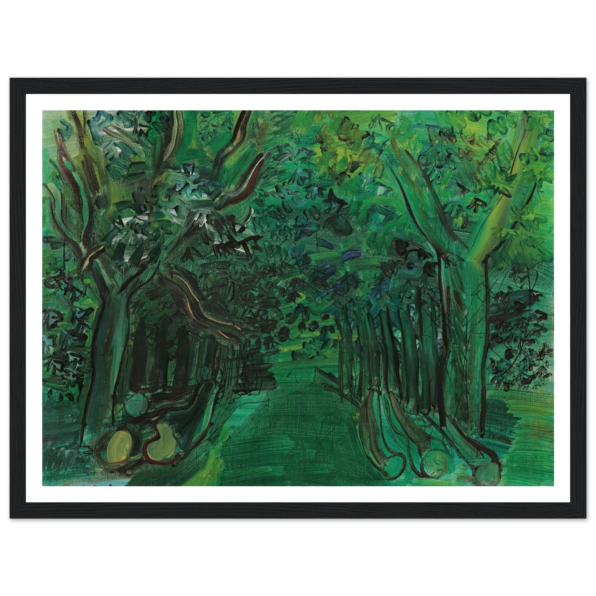 Route en forêt (circa 1930) Art Print | Raoul Dufy - Framed Poster - 30x40 cm / 12x16″ - Black frame