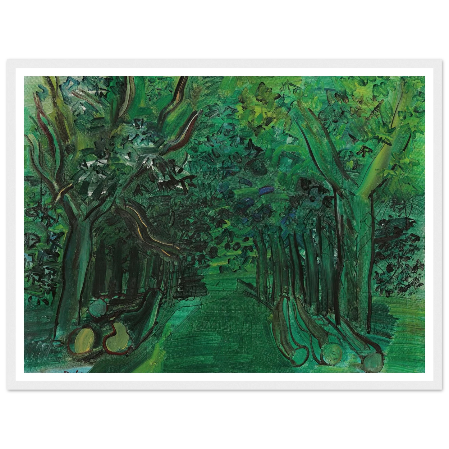 Route en forêt (circa 1930) Art Print | Raoul Dufy - Framed Poster - 30x40 cm / 12x16″ - Black frame