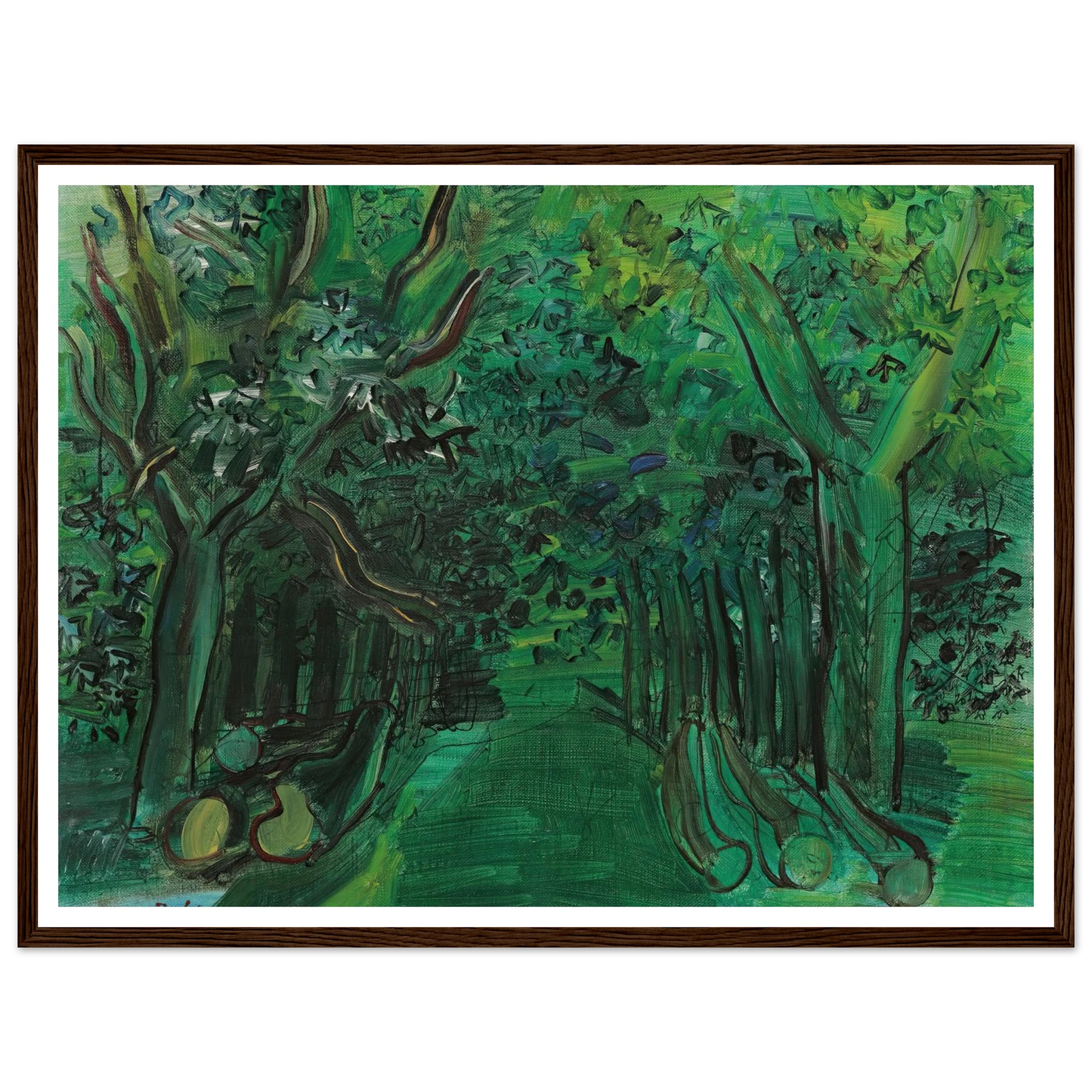 Route en forêt (circa 1930) Art Print | Raoul Dufy - Framed Poster - 30x40 cm / 12x16″ - Black frame
