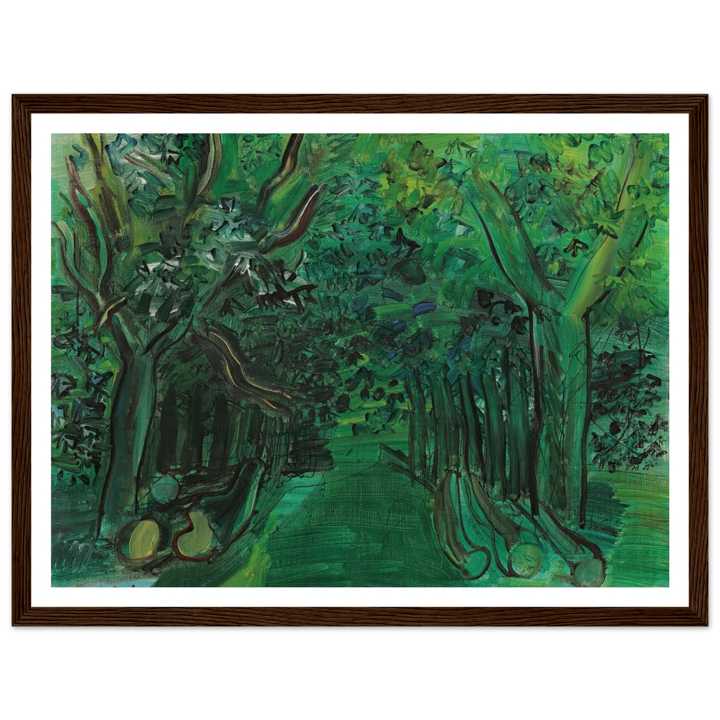 Route en forêt (circa 1930) Art Print | Raoul Dufy - Framed Poster - 30x40 cm / 12x16″ - Black frame