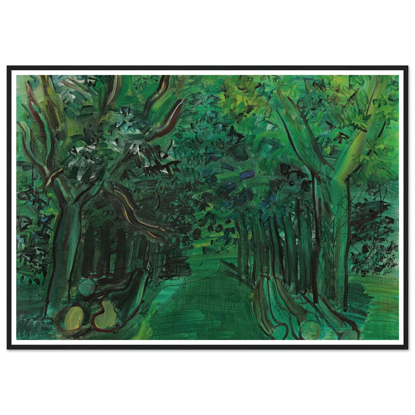 Route en forêt (circa 1930) Art Print | Raoul Dufy - Framed Poster - 30x40 cm / 12x16″ - Black frame