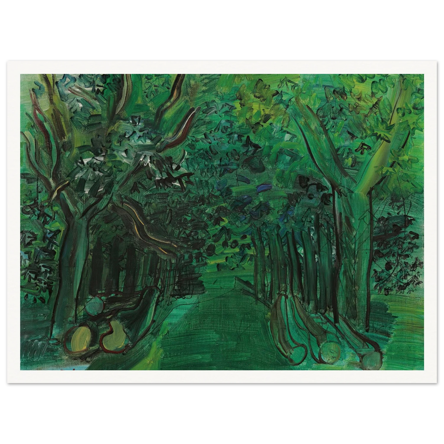 Route en forêt (circa 1930) Art Print | Raoul Dufy - Framed Poster - 30x40 cm / 12x16″ - Black frame