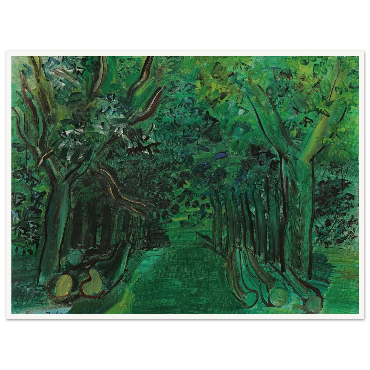 Route en forêt (circa 1930) Art Print | Raoul Dufy - Framed Poster - 30x40 cm / 12x16″ - Black frame
