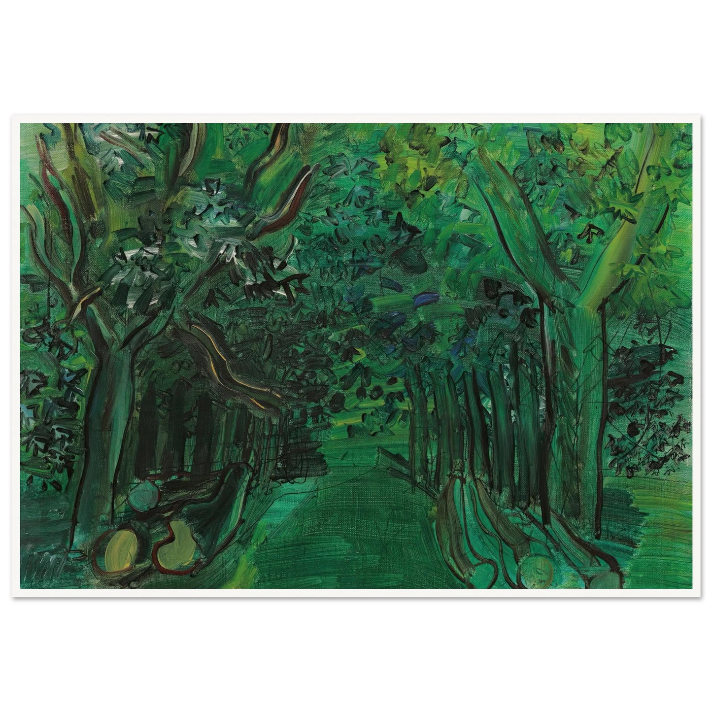 Route en forêt (circa 1930) Art Print | Raoul Dufy - Framed Poster - 30x40 cm / 12x16″ - Black frame