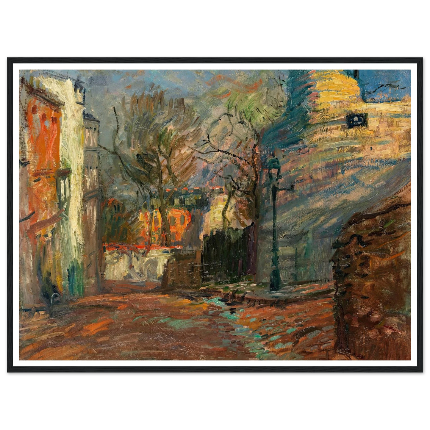 Rue à Montmartre (1901-1902) Art Print | Raoul Dufy - Framed Poster - 30x40 cm / 12x16″ - Black frame
