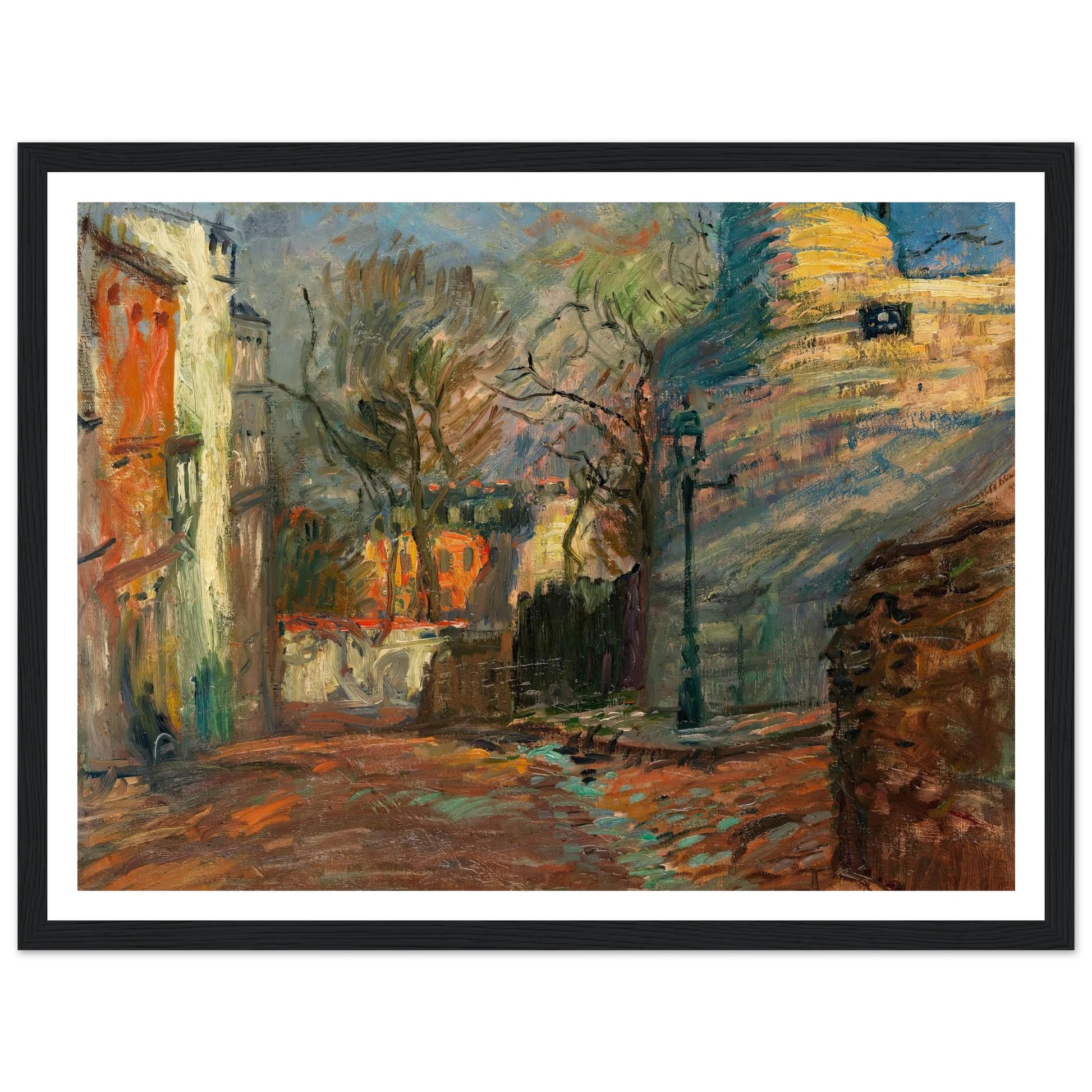 Rue à Montmartre (1901-1902) Art Print | Raoul Dufy - Framed Poster - 30x40 cm / 12x16″ - Black frame
