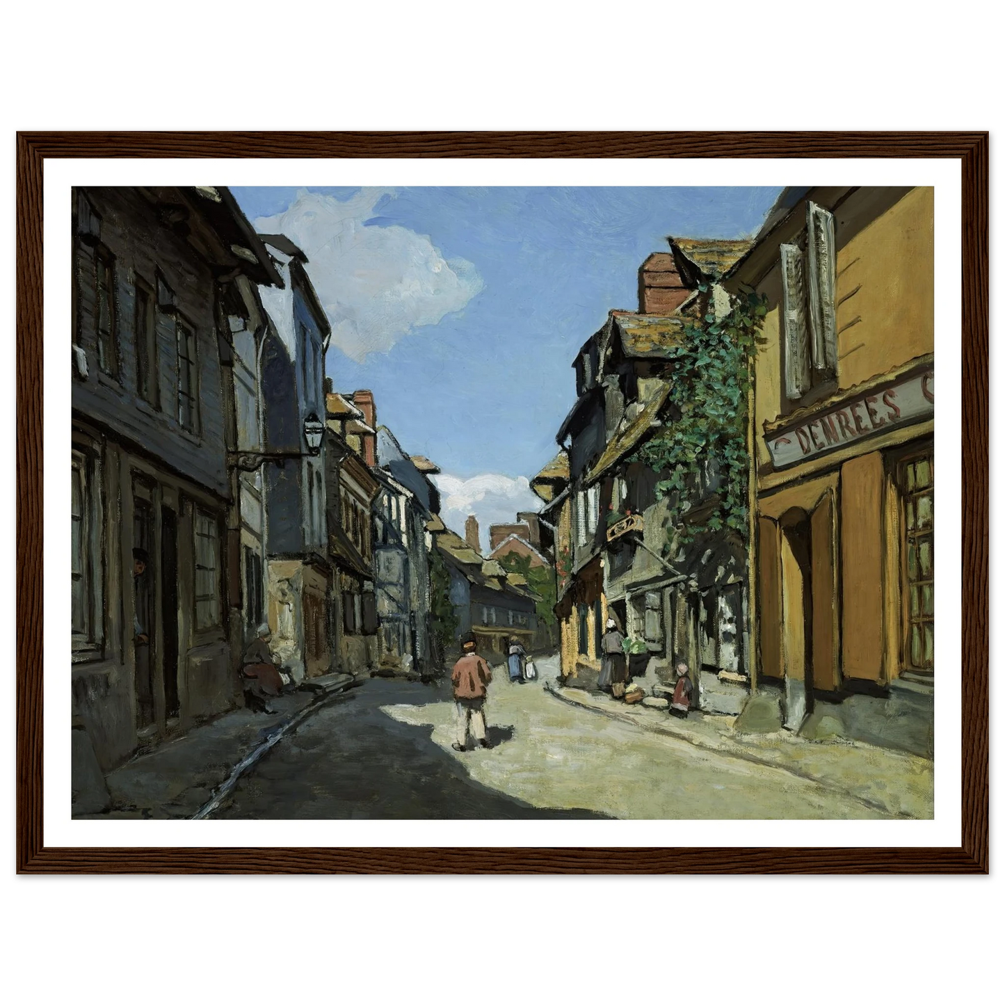 Rue de la Bavole, Honfleur (1864) Art Print | Claude Monet - Framed Poster - 30x40 cm / 12x16″ - Black frame