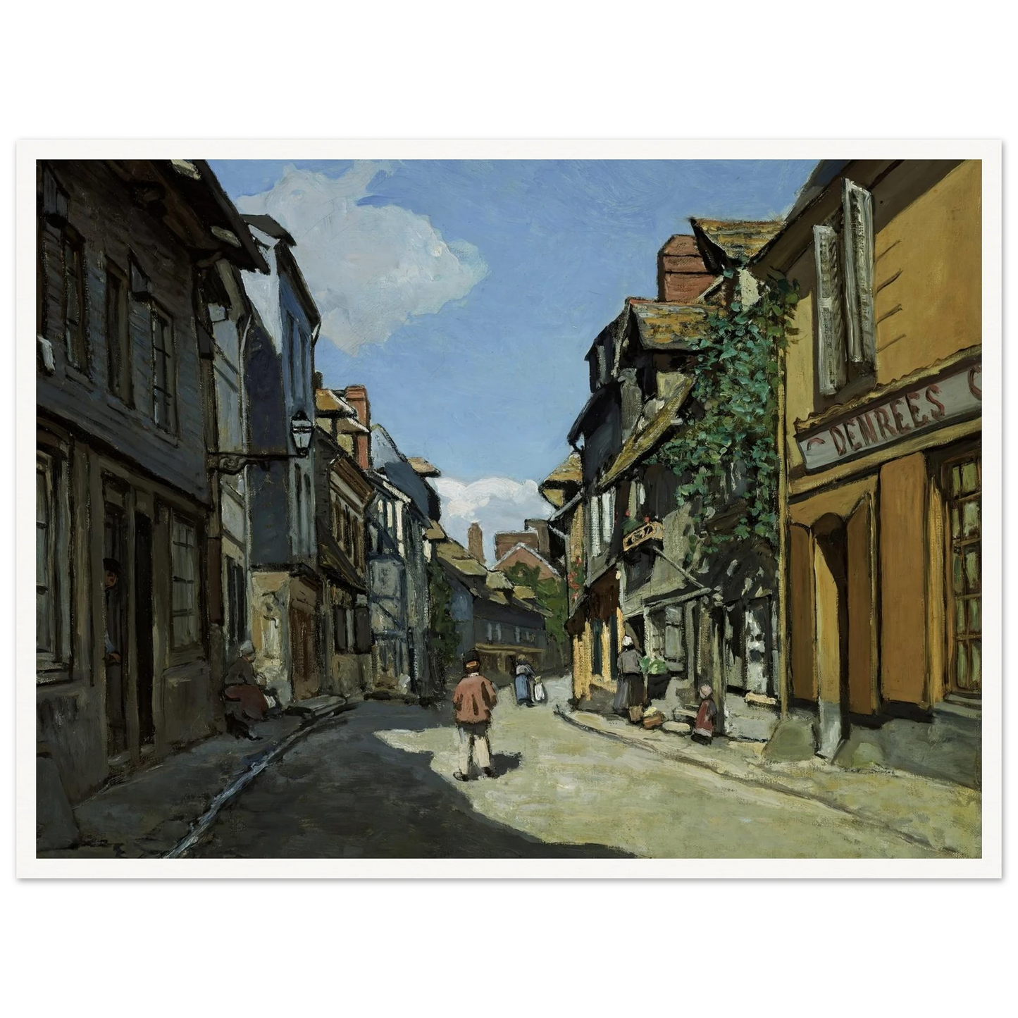 Rue de la Bavole, Honfleur (1864) Art Print | Claude Monet - Framed Poster - 30x40 cm / 12x16″ - Black frame