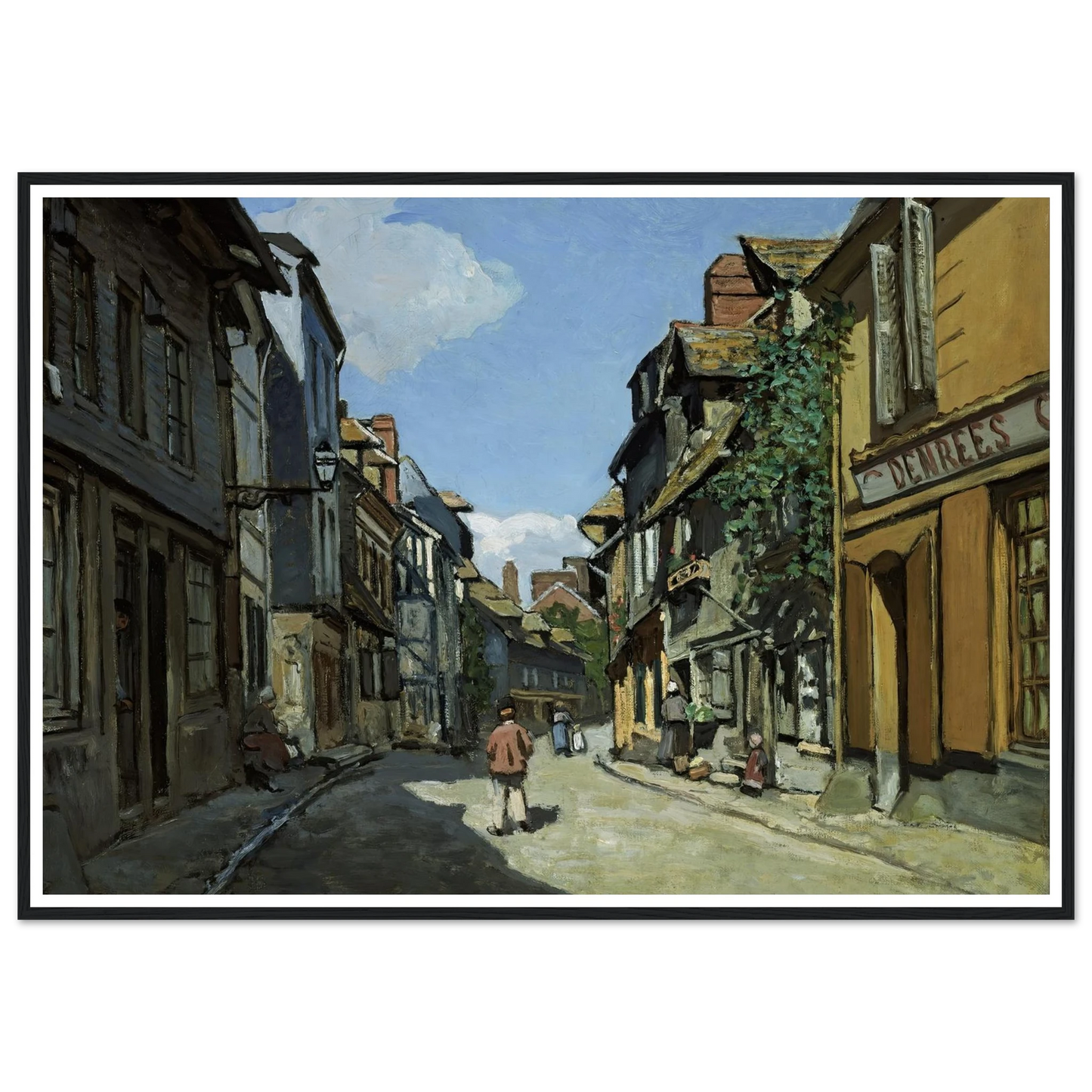 Rue de la Bavole, Honfleur (1864) Art Print | Claude Monet - Framed Poster - 30x40 cm / 12x16″ - Black frame