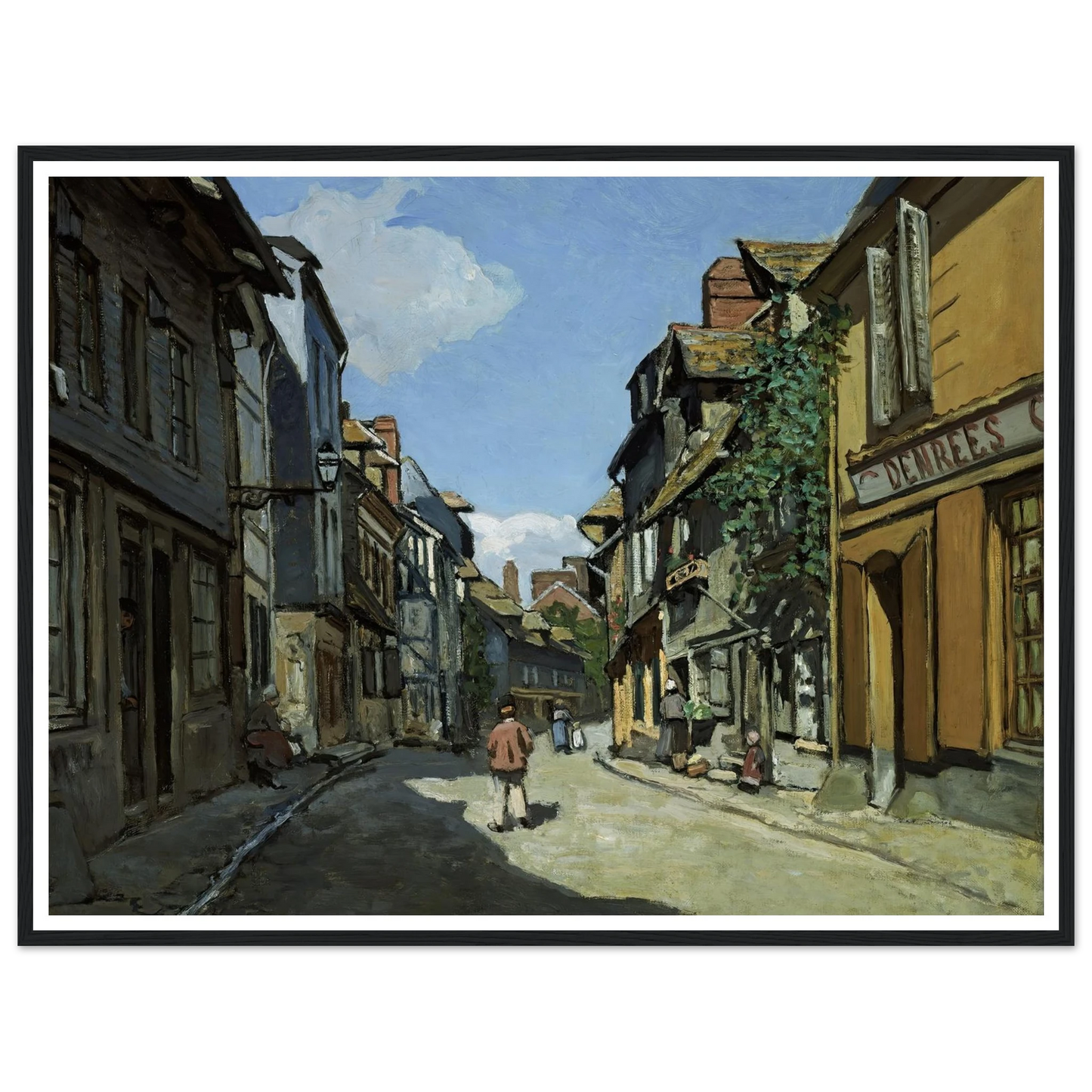 Rue de la Bavole, Honfleur (1864) Art Print | Claude Monet - Framed Poster - 30x40 cm / 12x16″ - Black frame