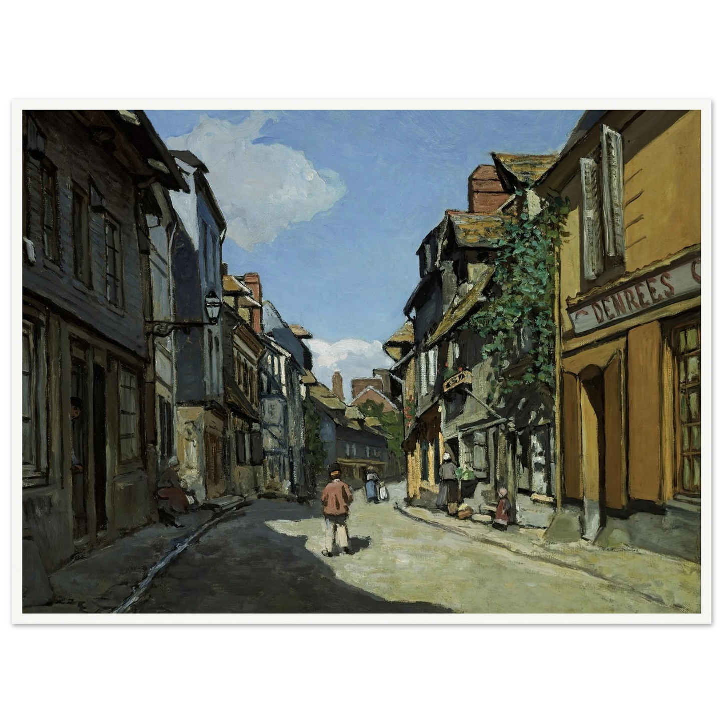 Rue de la Bavole, Honfleur (1864) Art Print | Claude Monet - Framed Poster - 30x40 cm / 12x16″ - Black frame