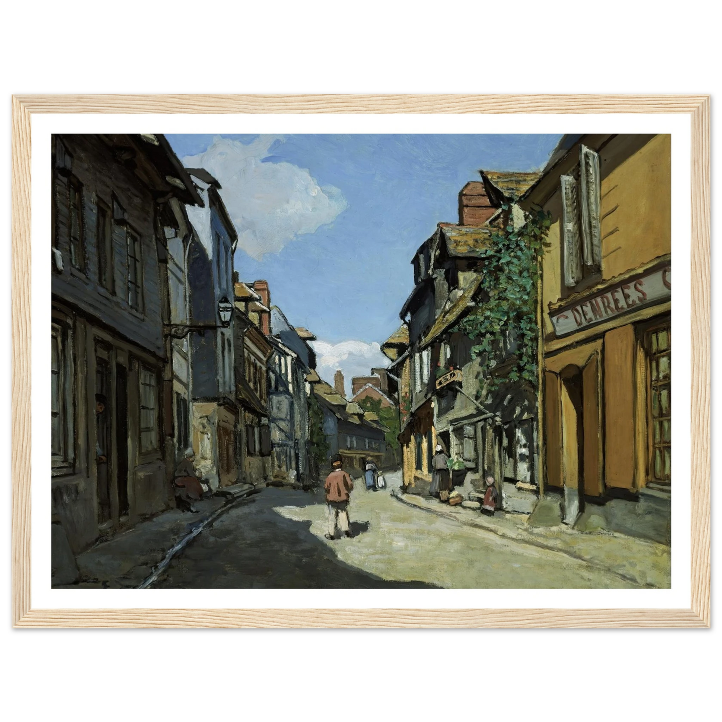 Rue de la Bavole, Honfleur (1864) Art Print | Claude Monet - Framed Poster - 30x40 cm / 12x16″ - Black frame