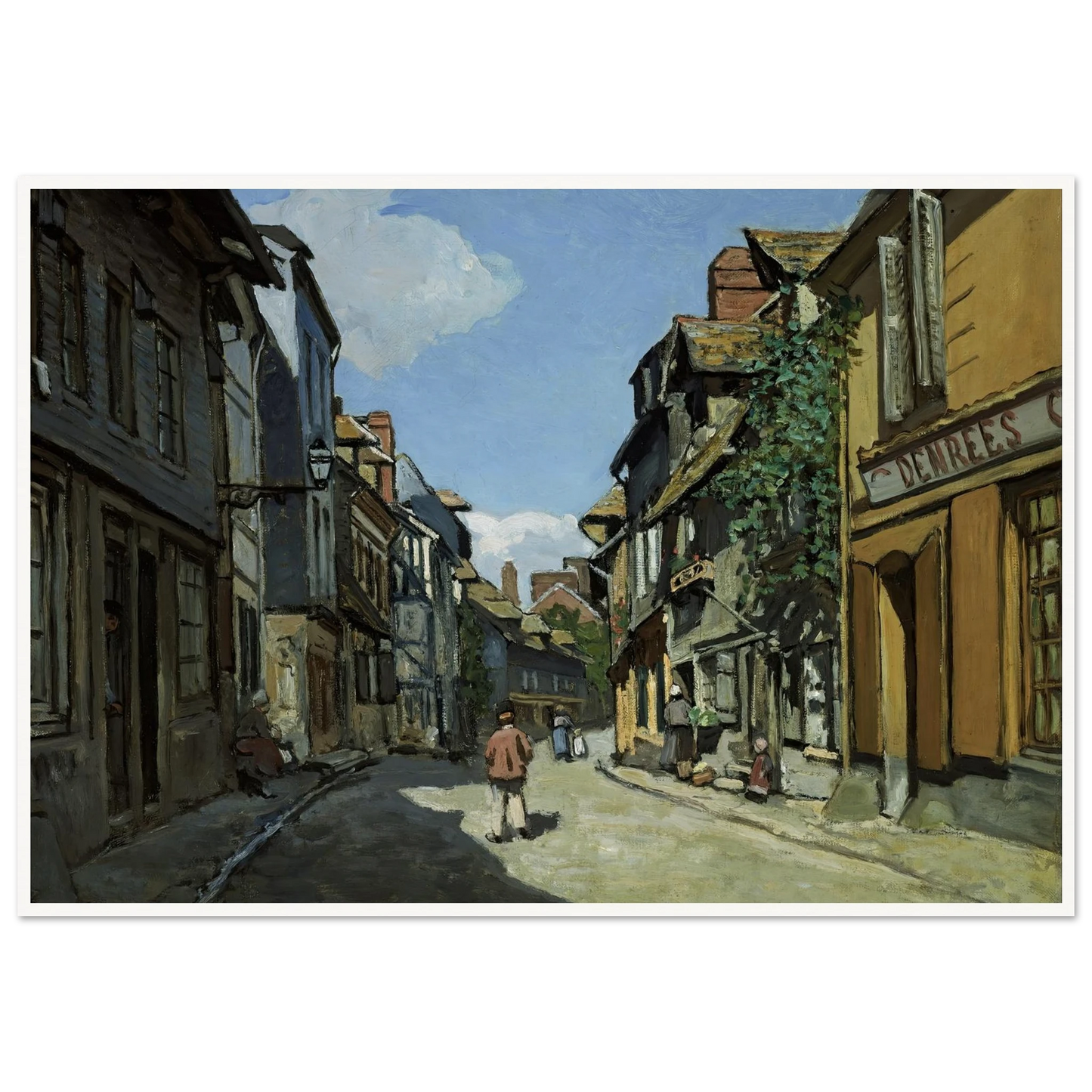 Rue de la Bavole, Honfleur (1864) Art Print | Claude Monet - Framed Poster - 30x40 cm / 12x16″ - Black frame