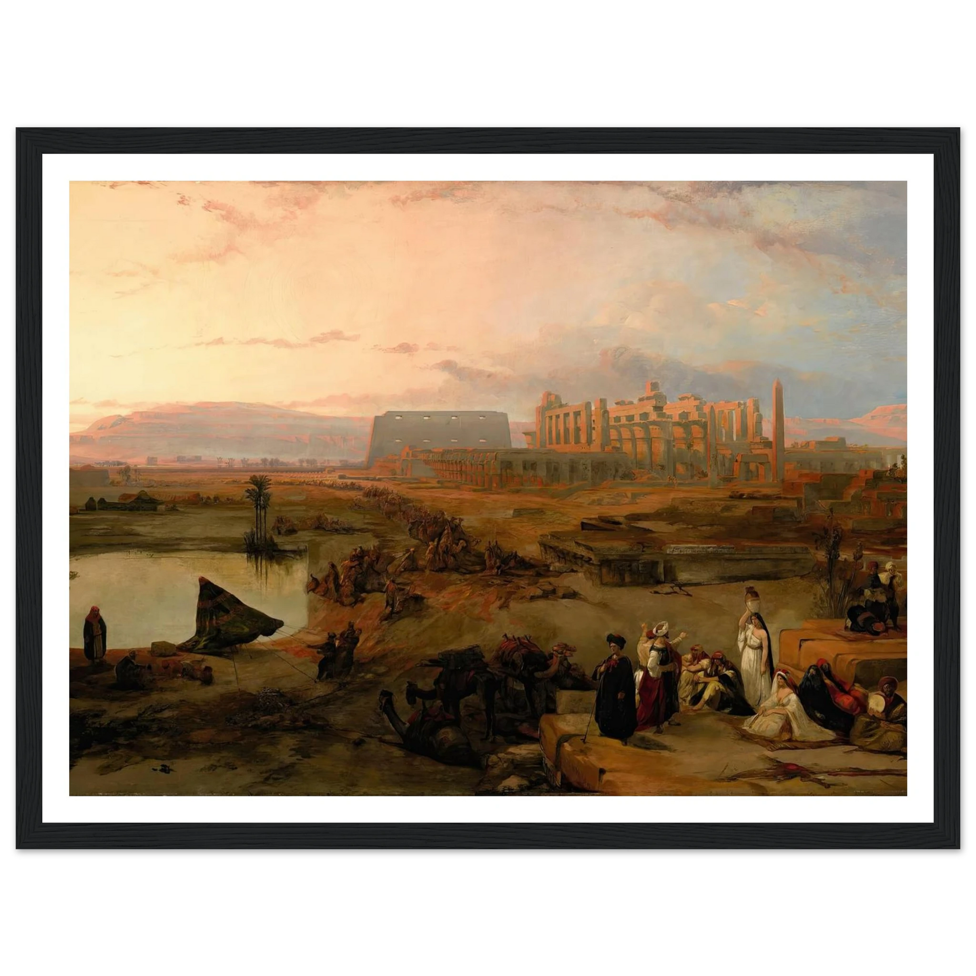 Ruins of the great temple at Karnak, sunset (1845) Art Print | David Roberts - Framed Poster - 30x40 cm / 12x16″ - Black frame