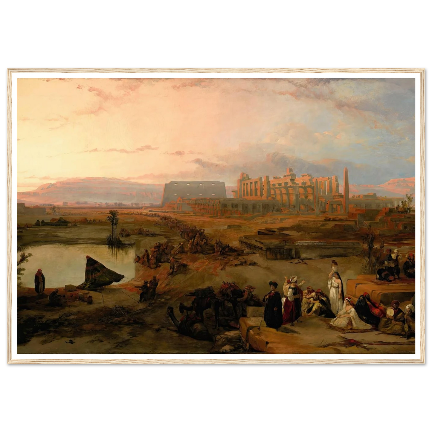 Ruins of the great temple at Karnak, sunset (1845) Art Print | David Roberts - Framed Poster - 30x40 cm / 12x16″ - Black frame