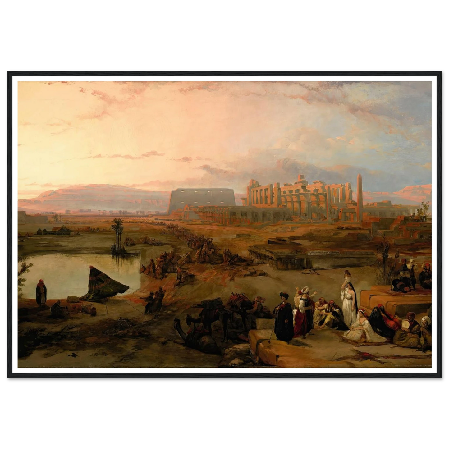 Ruins of the great temple at Karnak, sunset (1845) Art Print | David Roberts - Framed Poster - 30x40 cm / 12x16″ - Black frame