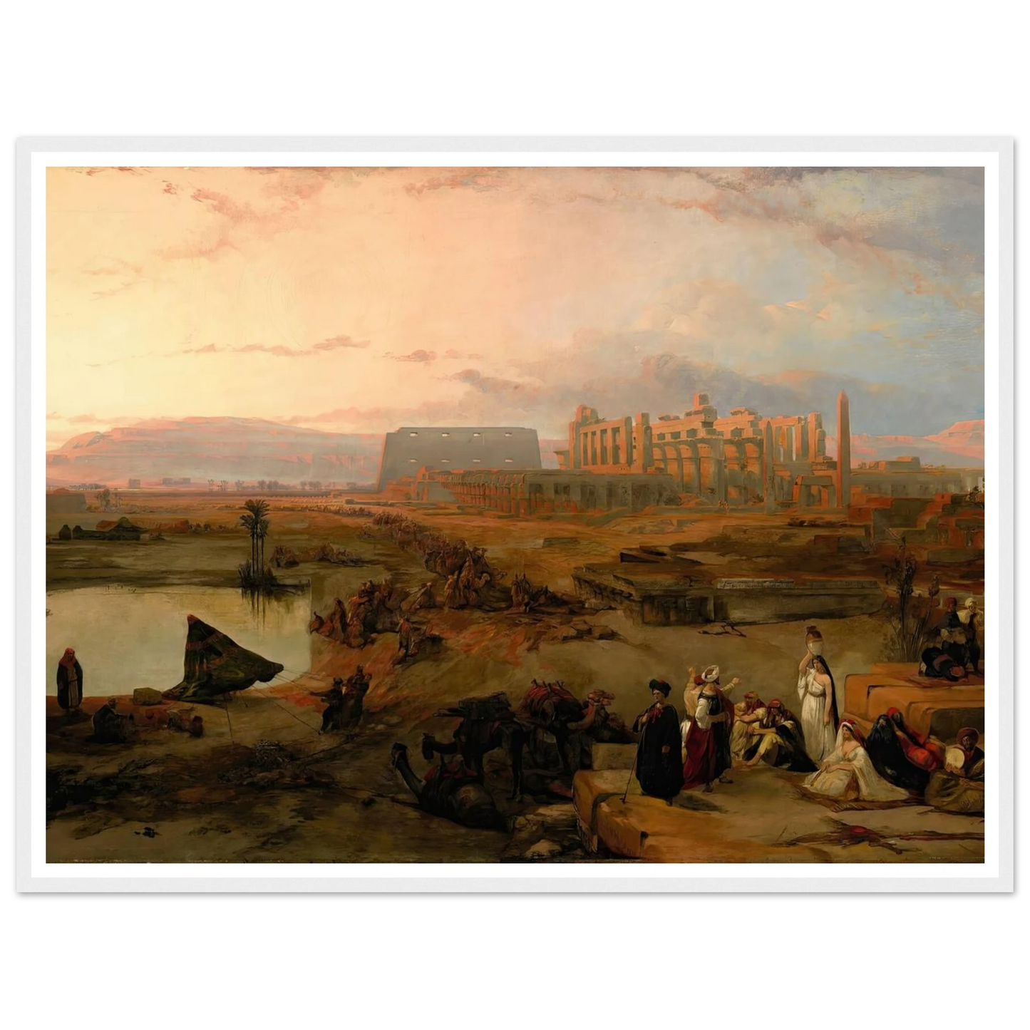 Ruins of the great temple at Karnak, sunset (1845) Art Print | David Roberts - Framed Poster - 30x40 cm / 12x16″ - Black frame