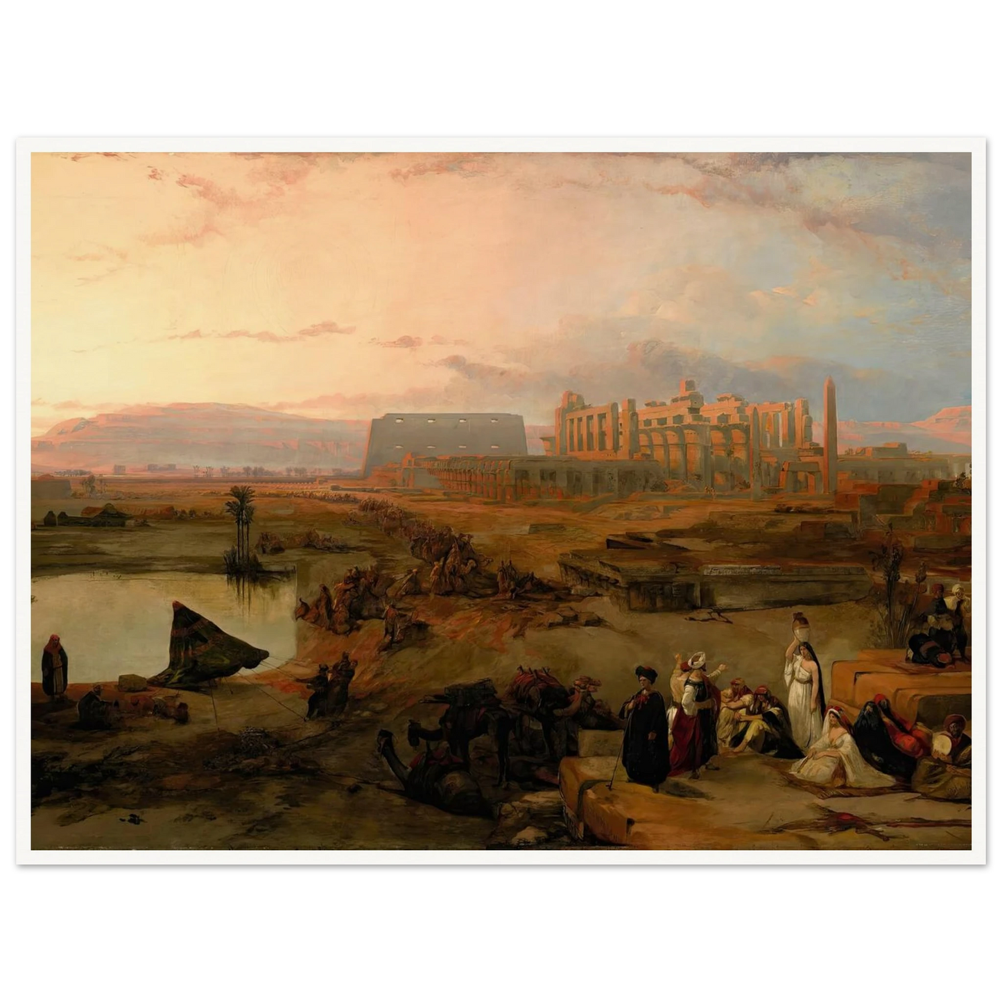 Ruins of the great temple at Karnak, sunset (1845) Art Print | David Roberts - Framed Poster - 30x40 cm / 12x16″ - Black frame