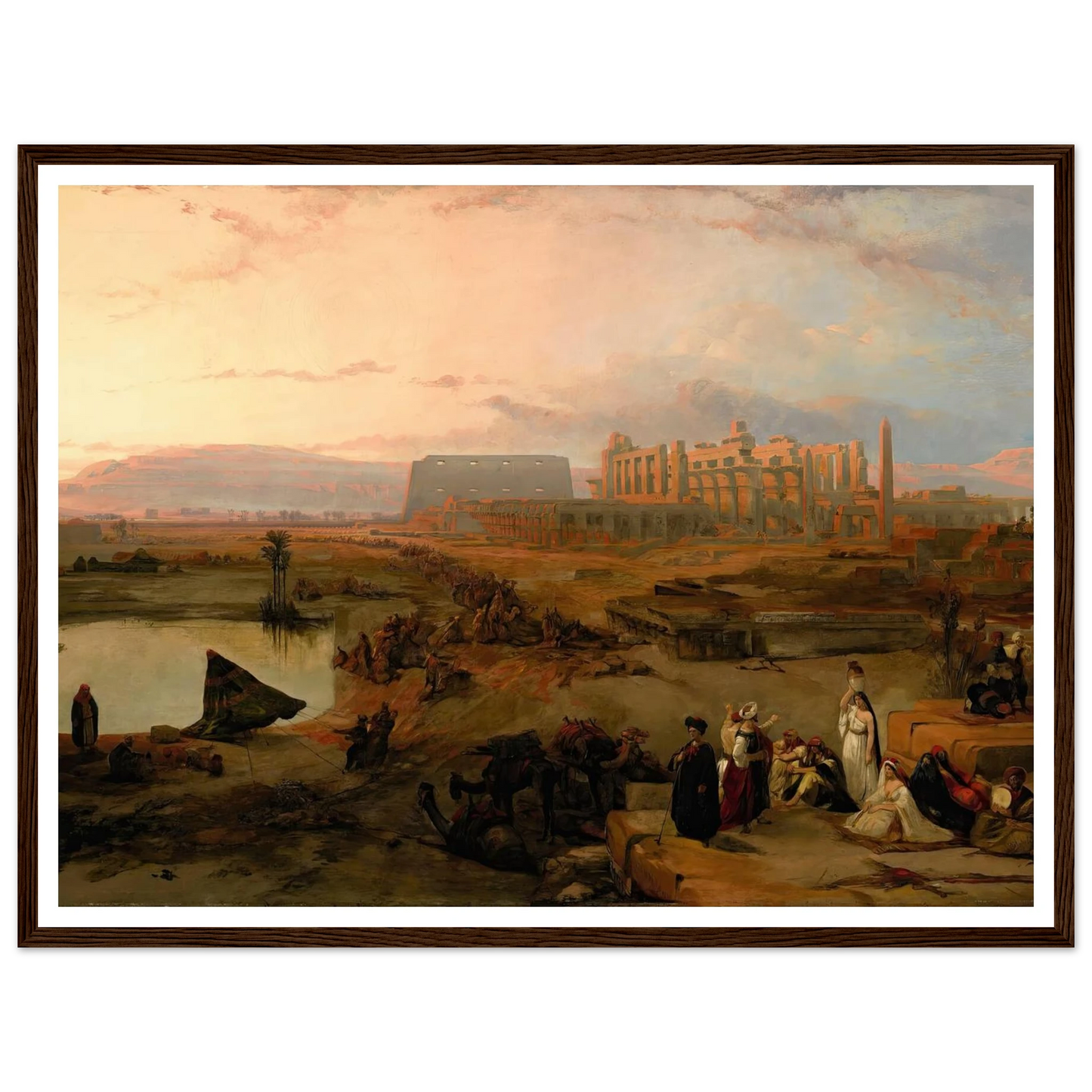 Ruins of the great temple at Karnak, sunset (1845) Art Print | David Roberts - Framed Poster - 30x40 cm / 12x16″ - Black frame