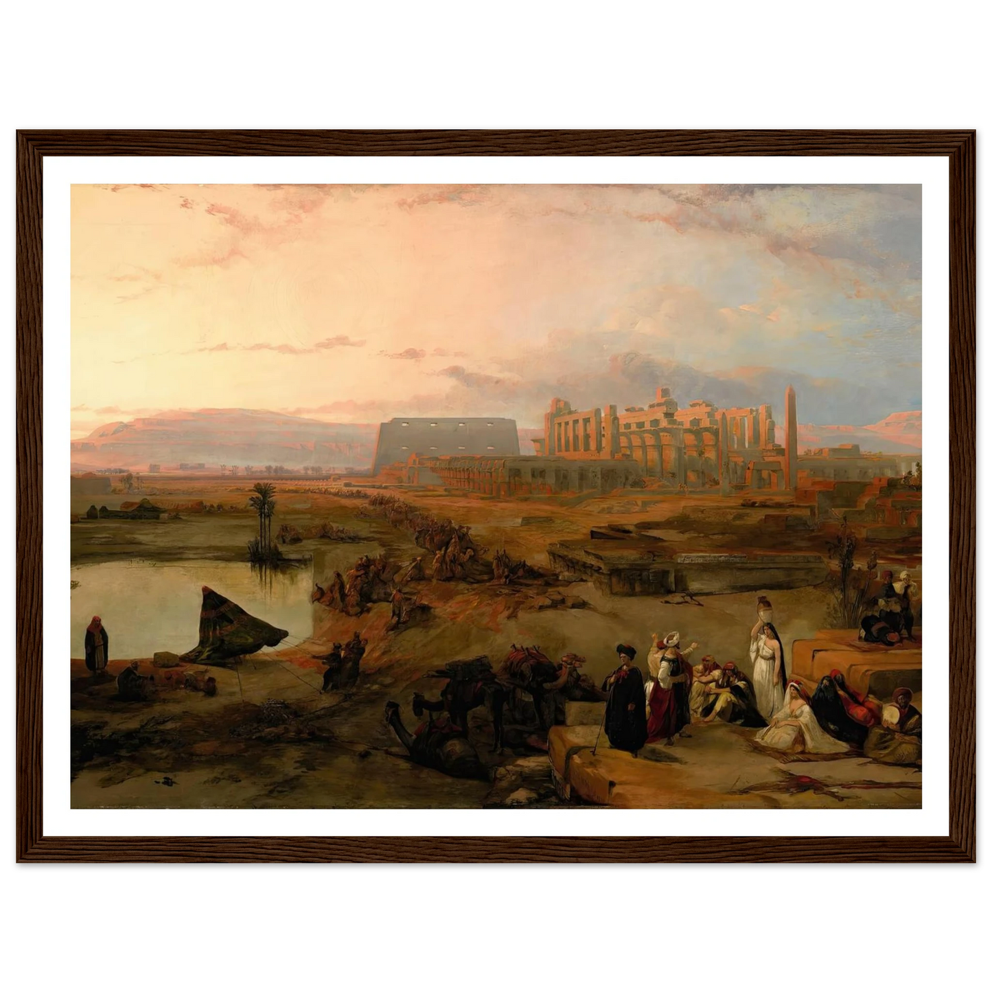 Ruins of the great temple at Karnak, sunset (1845) Art Print | David Roberts - Framed Poster - 30x40 cm / 12x16″ - Black frame