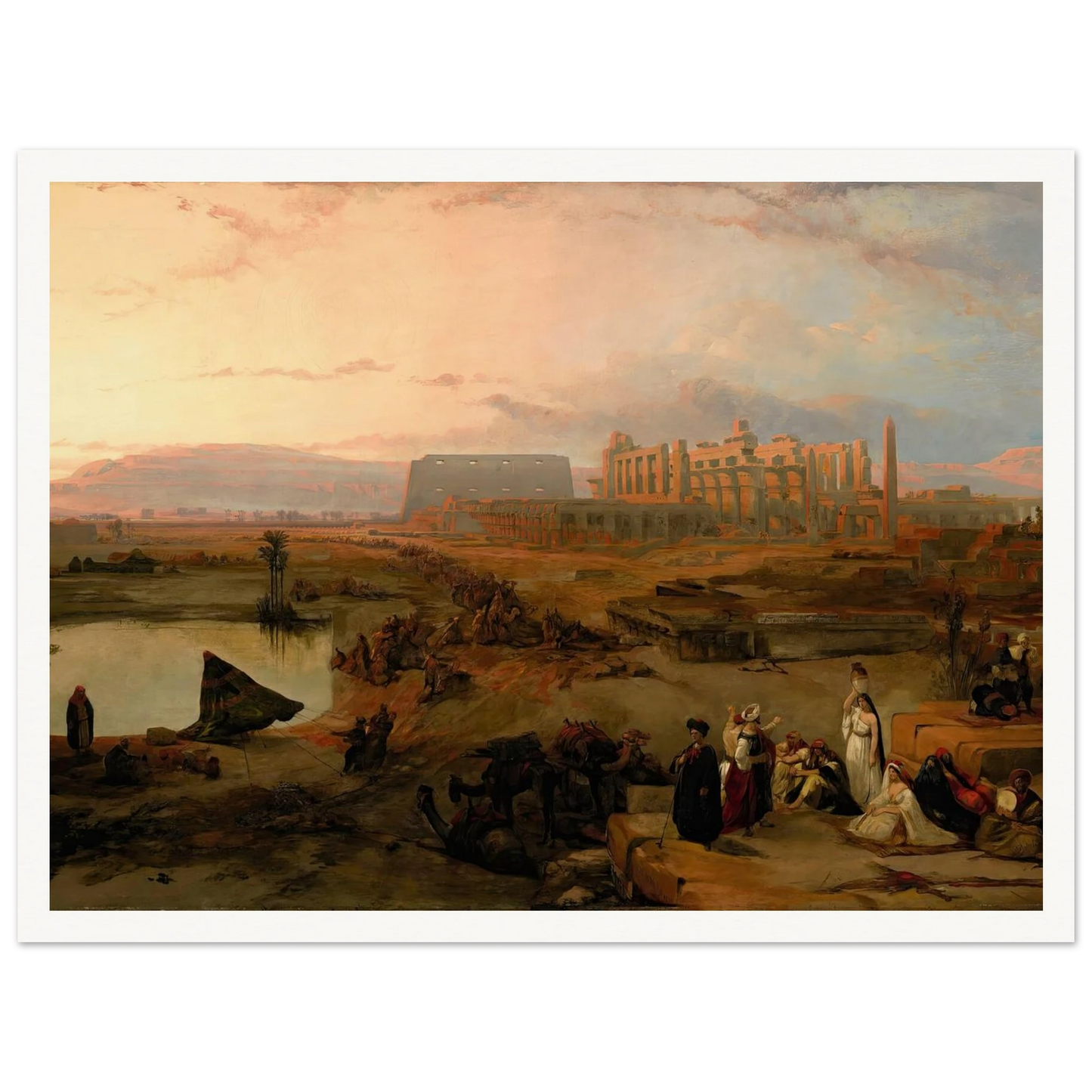 Ruins of the great temple at Karnak, sunset (1845) Art Print | David Roberts - Framed Poster - 30x40 cm / 12x16″ - Black frame