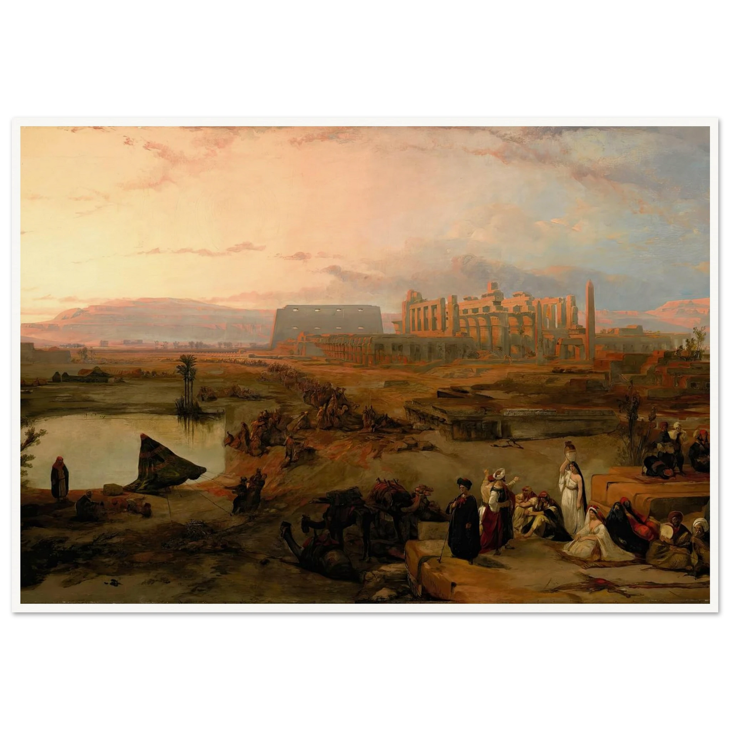 Ruins of the great temple at Karnak, sunset (1845) Art Print | David Roberts - Framed Poster - 30x40 cm / 12x16″ - Black frame