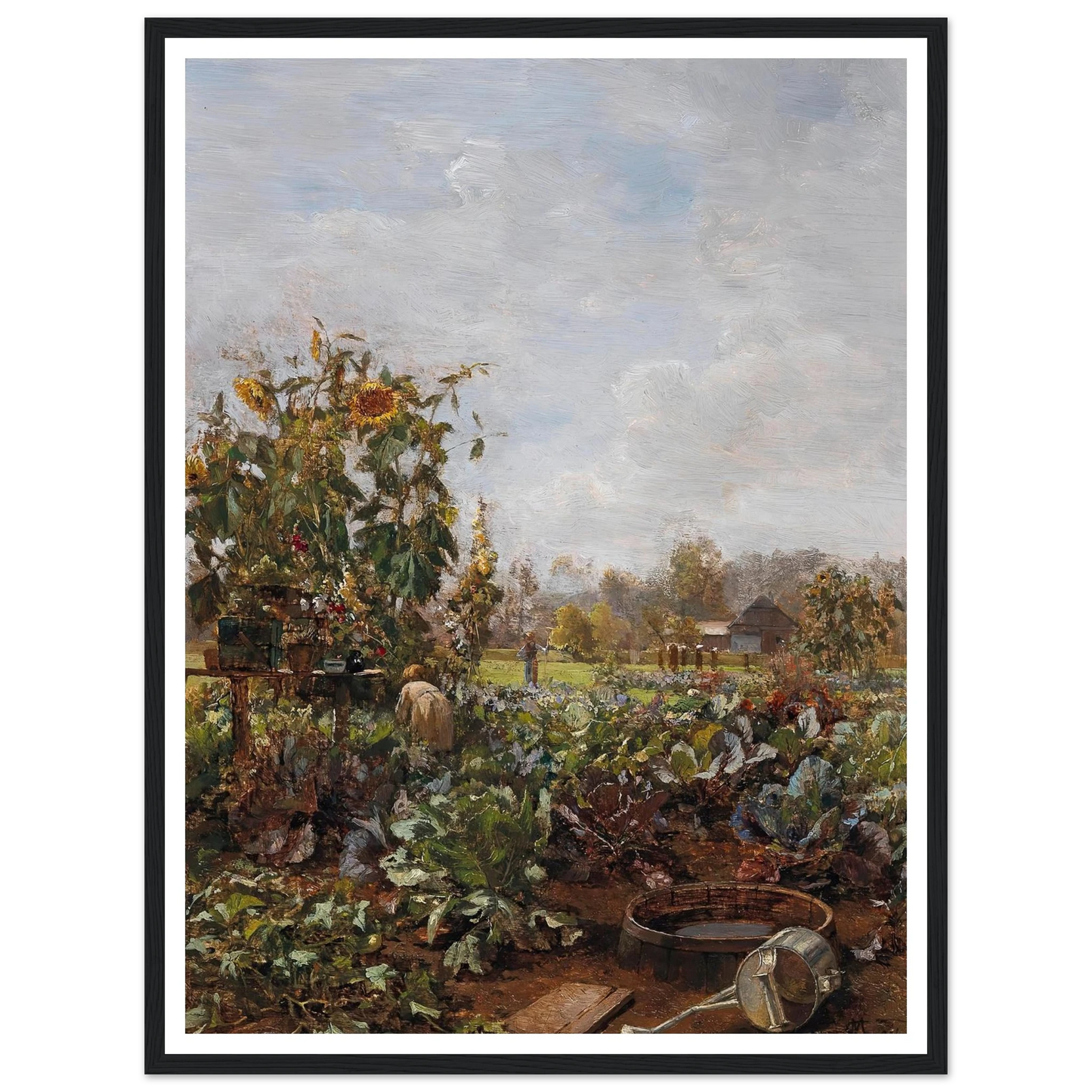 Rustic Garden Art Print | Carl Moll - Framed Poster - 30x40 cm / 12x16″ - Black frame