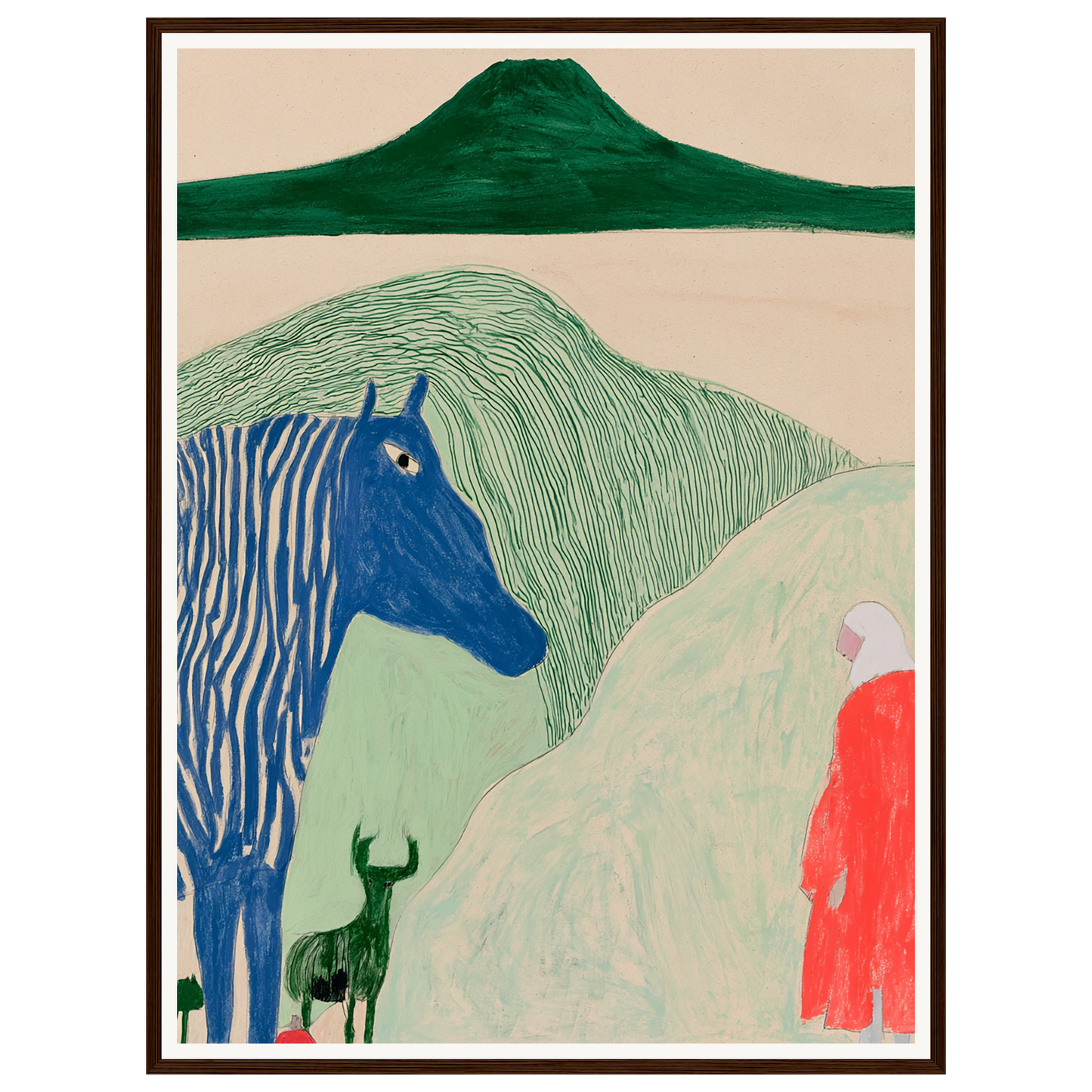 Blue Horse Dream — s2_framed_dark_wood