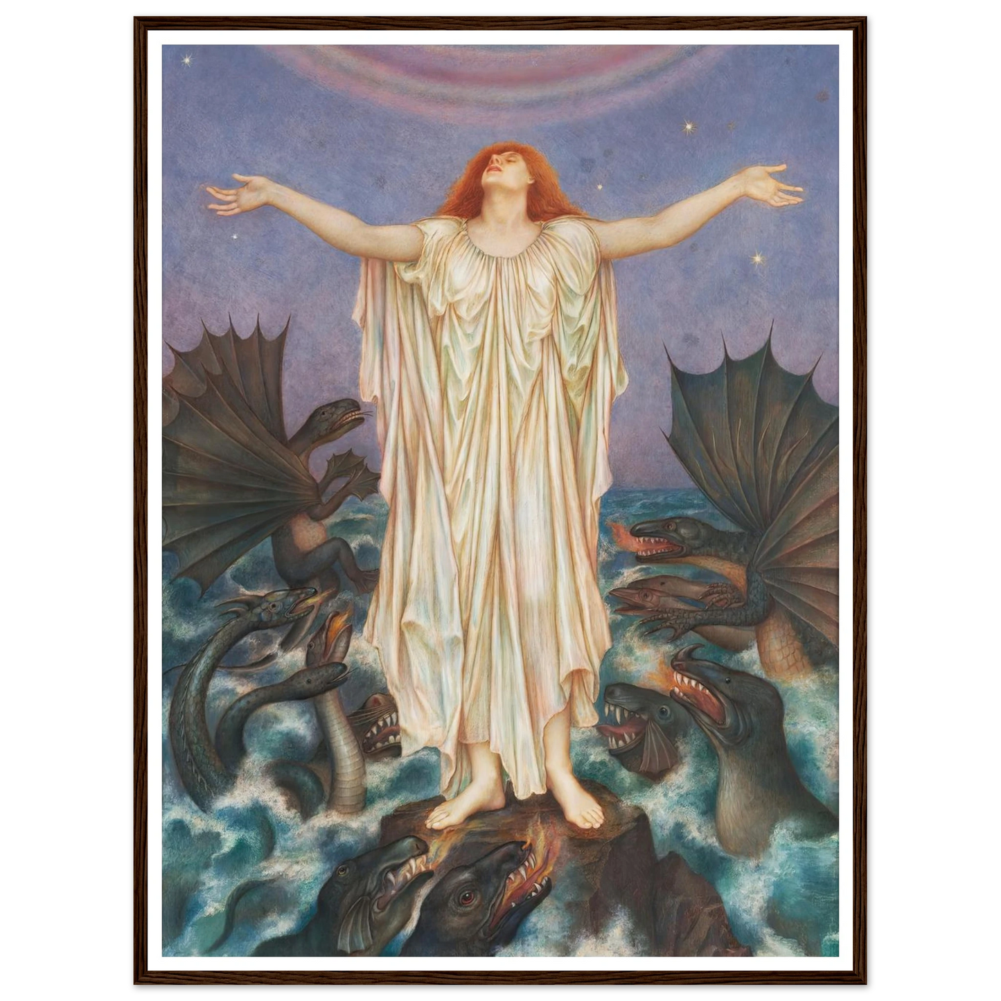 S.O.S. (ca 1914 - 1916) Art Print | Evelyn de Morgan - Framed Poster - 30x40 cm / 12x16″ - Black frame