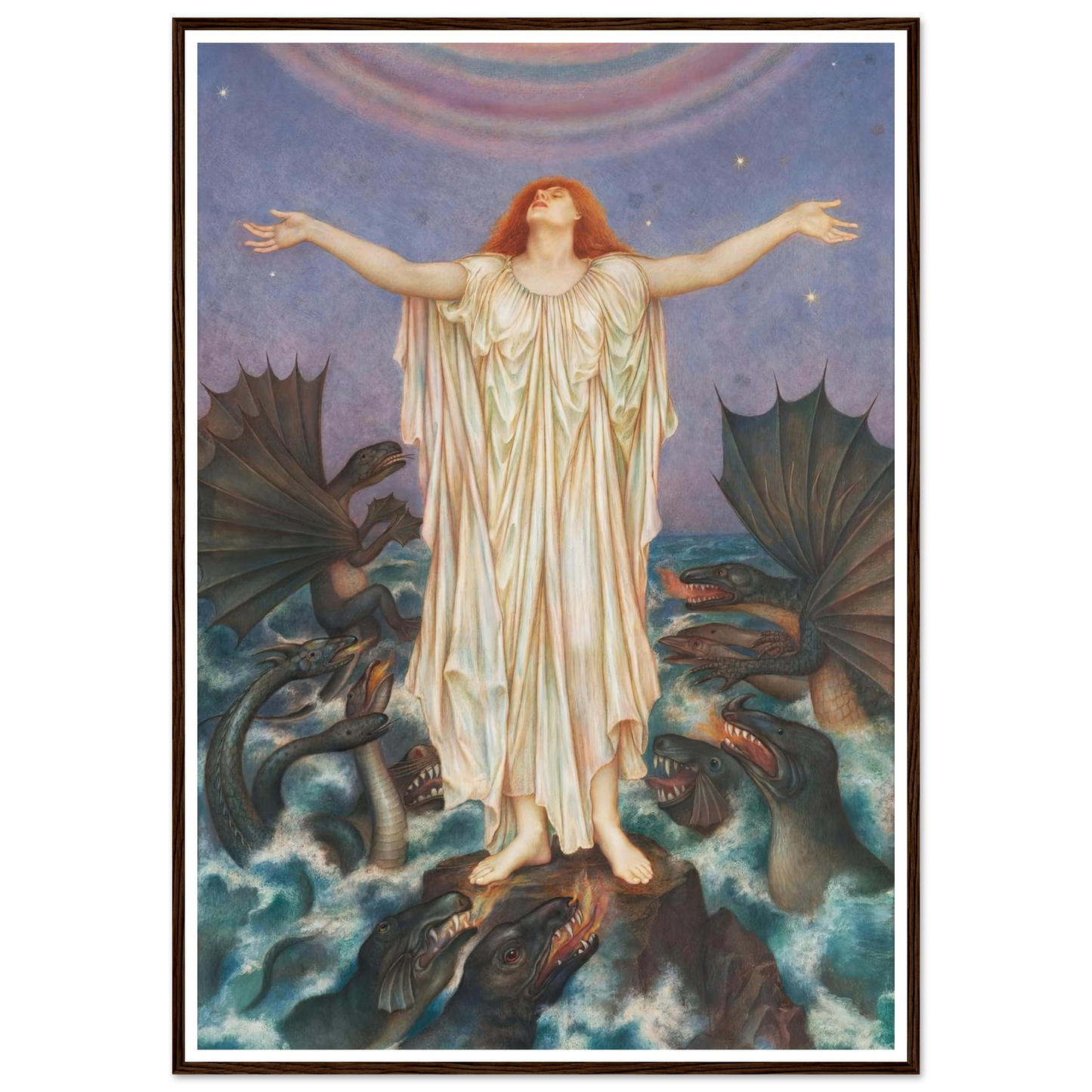 S.O.S. (ca 1914 - 1916) Art Print | Evelyn de Morgan - Framed Poster - 30x40 cm / 12x16″ - Black frame