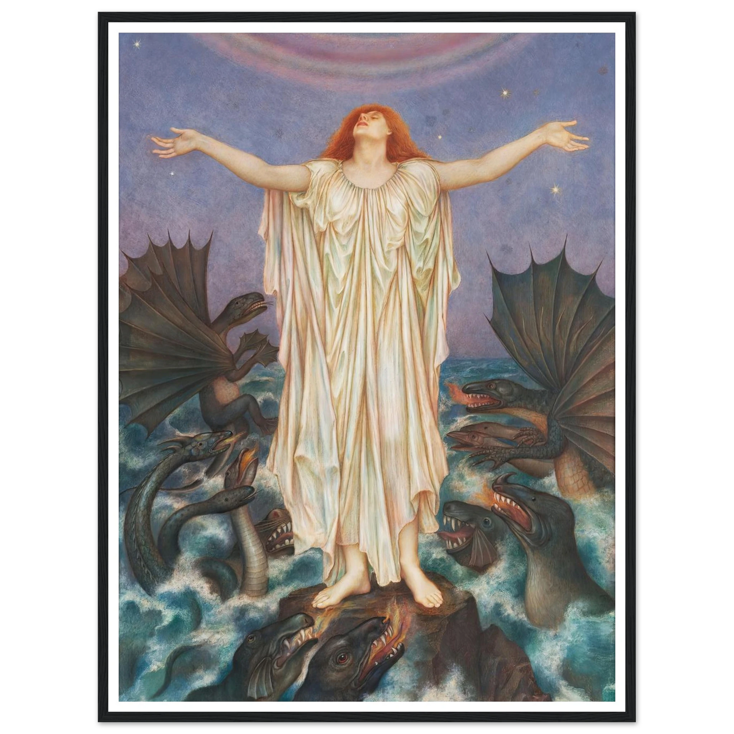 S.O.S. (ca 1914 - 1916) Art Print | Evelyn de Morgan - Framed Poster - 30x40 cm / 12x16″ - Black frame