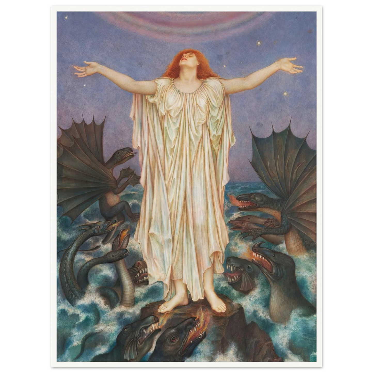 S.O.S. (ca 1914 - 1916) Art Print | Evelyn de Morgan - Framed Poster - 30x40 cm / 12x16″ - Black frame