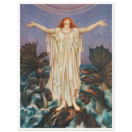 S.O.S. (ca 1914 - 1916) Art Print | Evelyn de Morgan - Framed Poster - 30x40 cm / 12x16″ - Black frame
