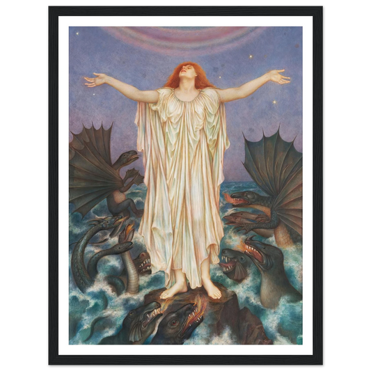 S.O.S. (ca 1914 - 1916) Art Print | Evelyn de Morgan - Framed Poster - 30x40 cm / 12x16″ - Black frame