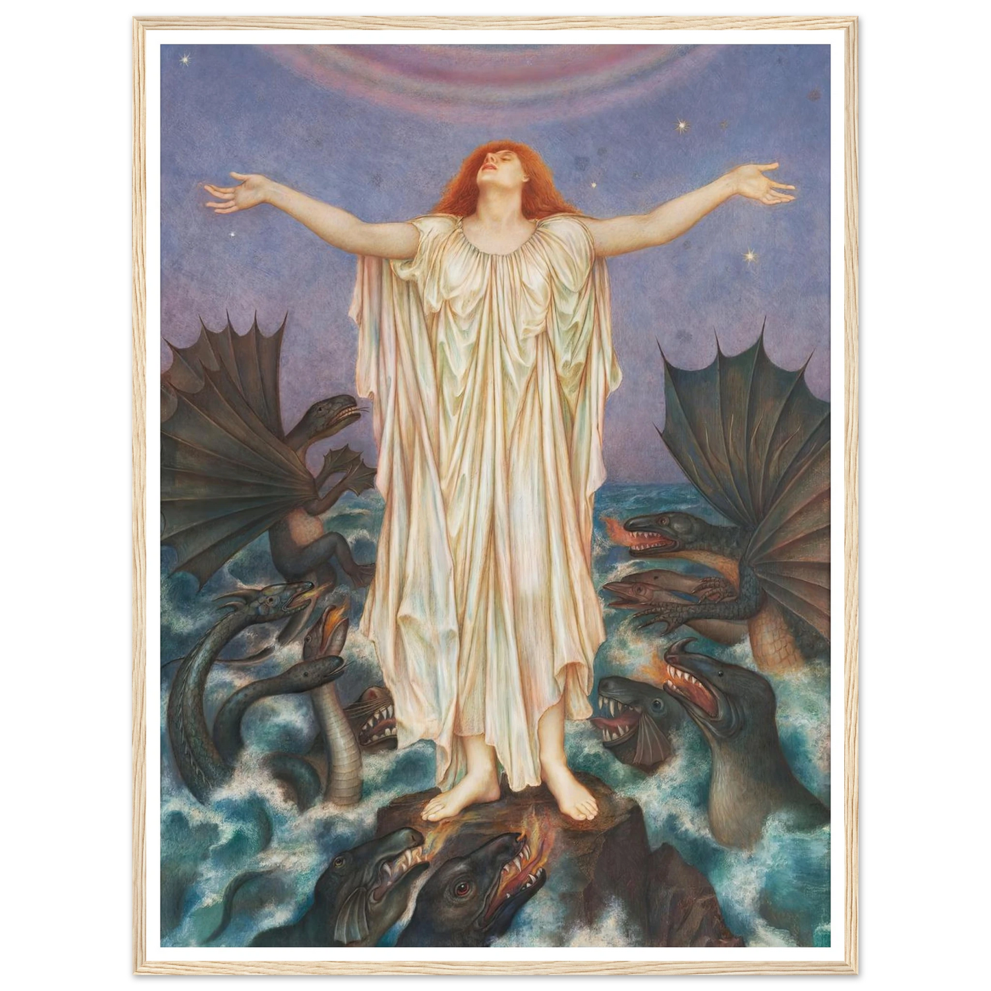 S.O.S. (ca 1914 - 1916) Art Print | Evelyn de Morgan - Framed Poster - 30x40 cm / 12x16″ - Black frame