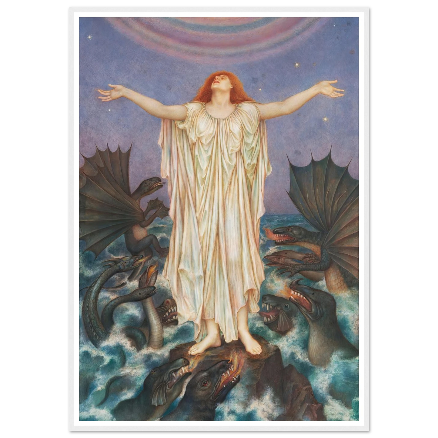 S.O.S. (ca 1914 - 1916) Art Print | Evelyn de Morgan - Framed Poster - 30x40 cm / 12x16″ - Black frame