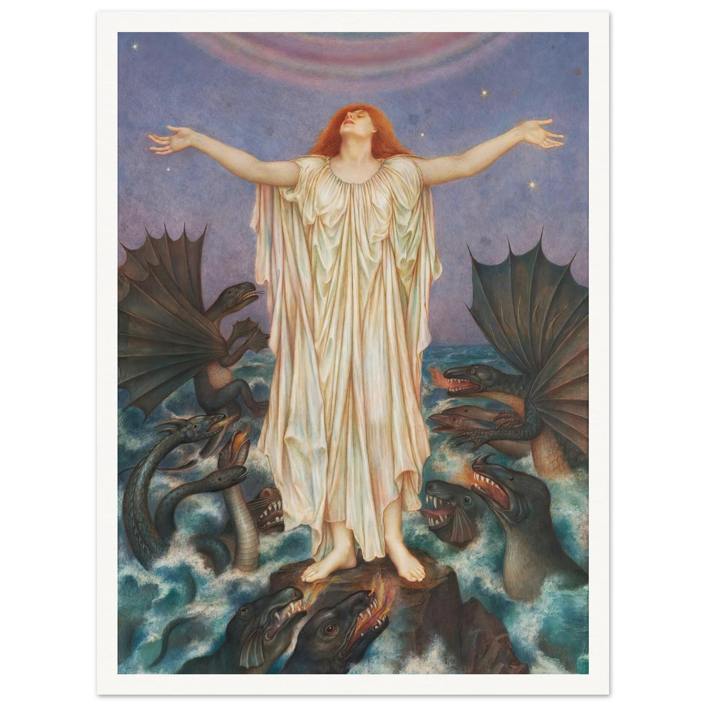 S.O.S. (ca 1914 - 1916) Art Print | Evelyn de Morgan - Framed Poster - 30x40 cm / 12x16″ - Black frame
