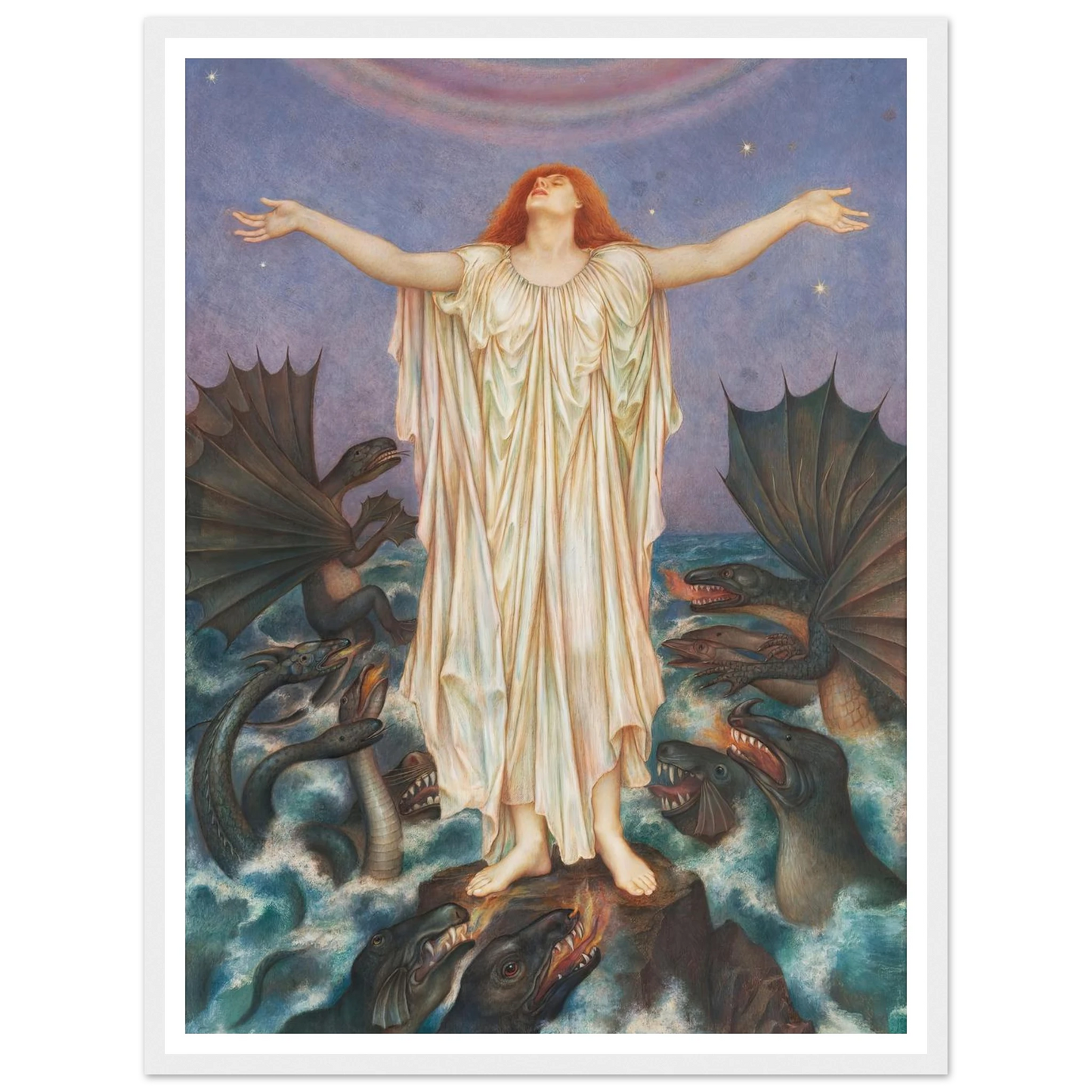 S.O.S. (ca 1914 - 1916) Art Print | Evelyn de Morgan - Framed Poster - 30x40 cm / 12x16″ - Black frame