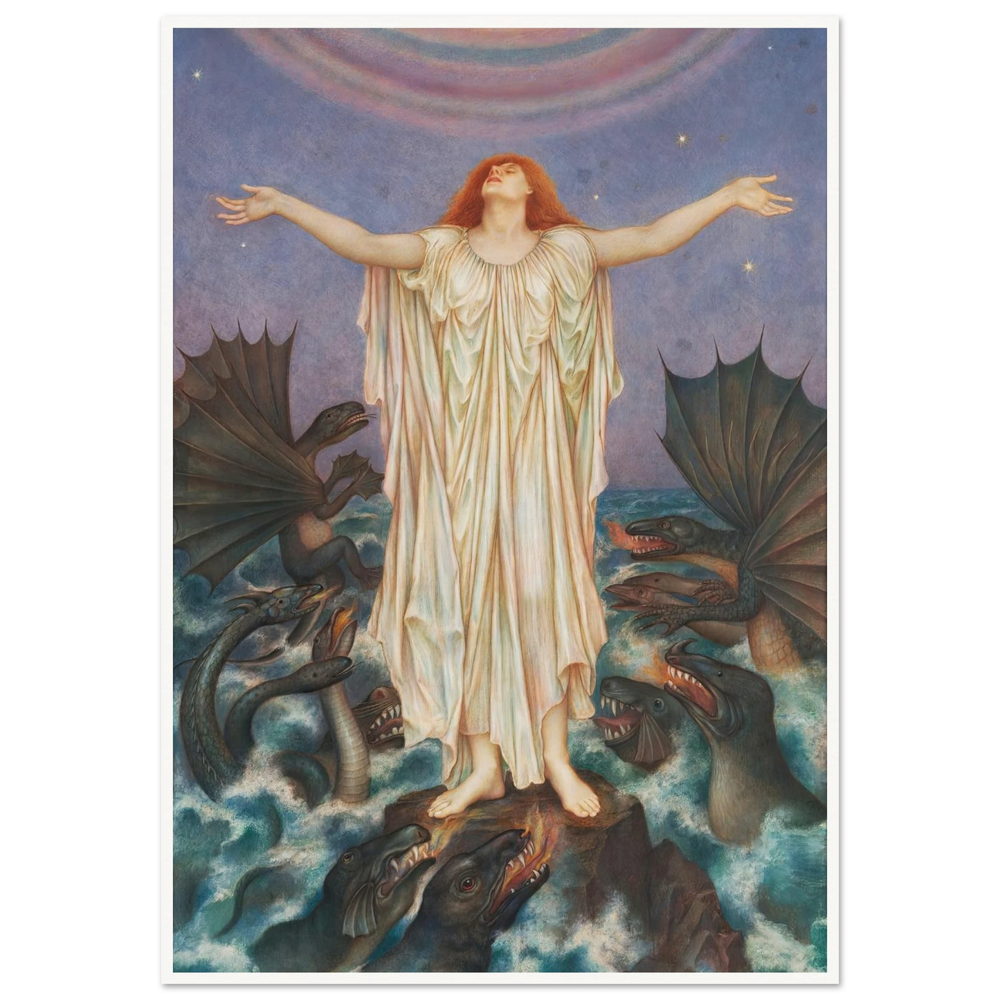 S.O.S. (ca 1914 - 1916) Art Print | Evelyn de Morgan - Framed Poster - 30x40 cm / 12x16″ - Black frame