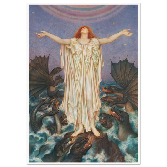 S.O.S. (ca 1914 - 1916) Art Print | Evelyn de Morgan - Framed Poster - 30x40 cm / 12x16″ - Black frame