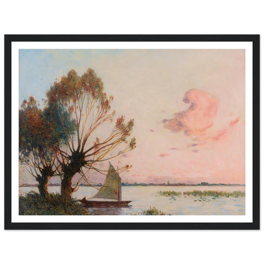 Sailboat on the Marsh of the Grande Brière Art Print | Ferdinand du Puigaudeau - Framed Poster - 30x40 cm / 12x16″ - Black frame