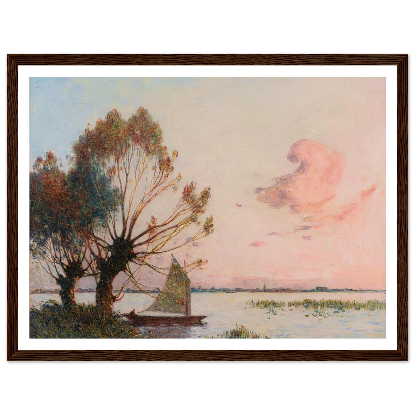 Sailboat on the Marsh of the Grande Brière Art Print | Ferdinand du Puigaudeau - Framed Poster - 30x40 cm / 12x16″ - Black frame