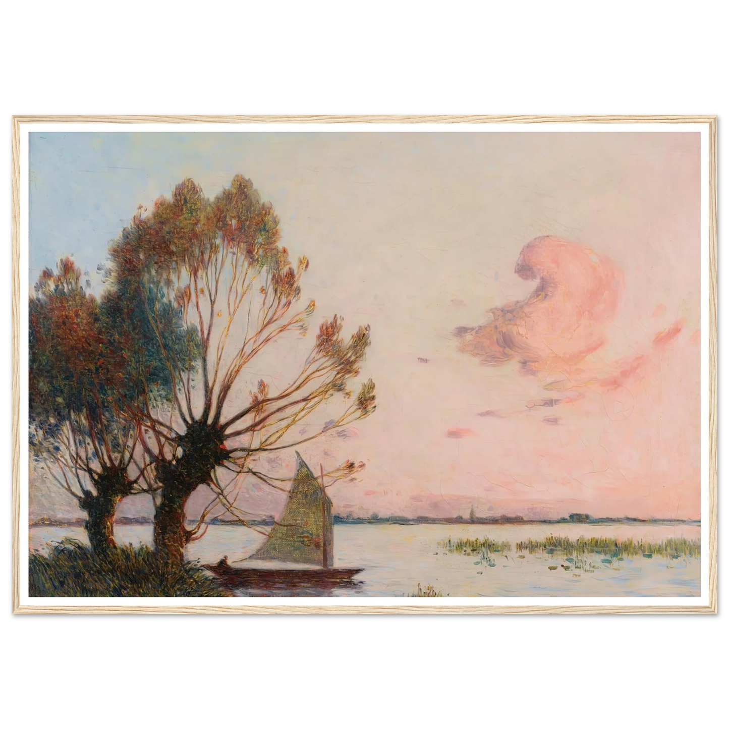 Sailboat on the Marsh of the Grande Brière Art Print | Ferdinand du Puigaudeau - Framed Poster - 30x40 cm / 12x16″ - Black frame