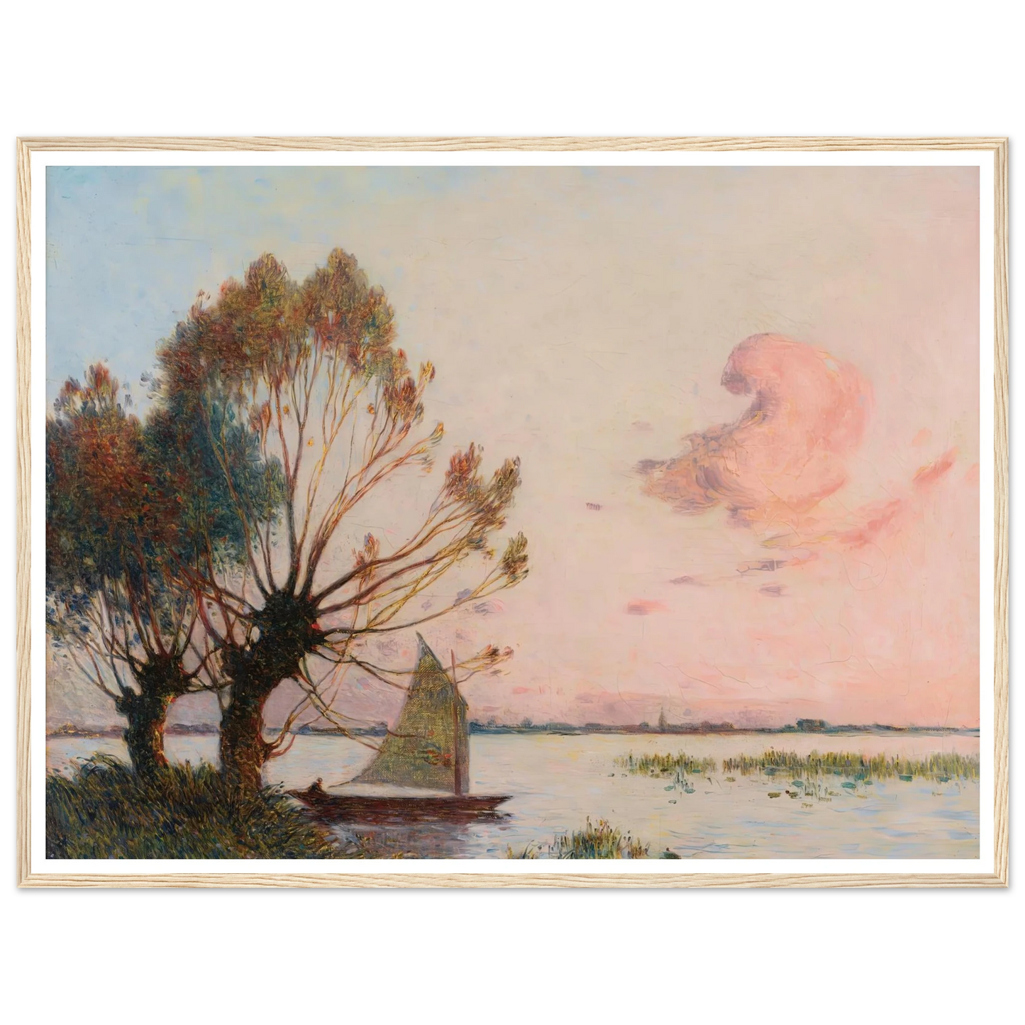 Sailboat on the Marsh of the Grande Brière Art Print | Ferdinand du Puigaudeau - Framed Poster - 30x40 cm / 12x16″ - Black frame