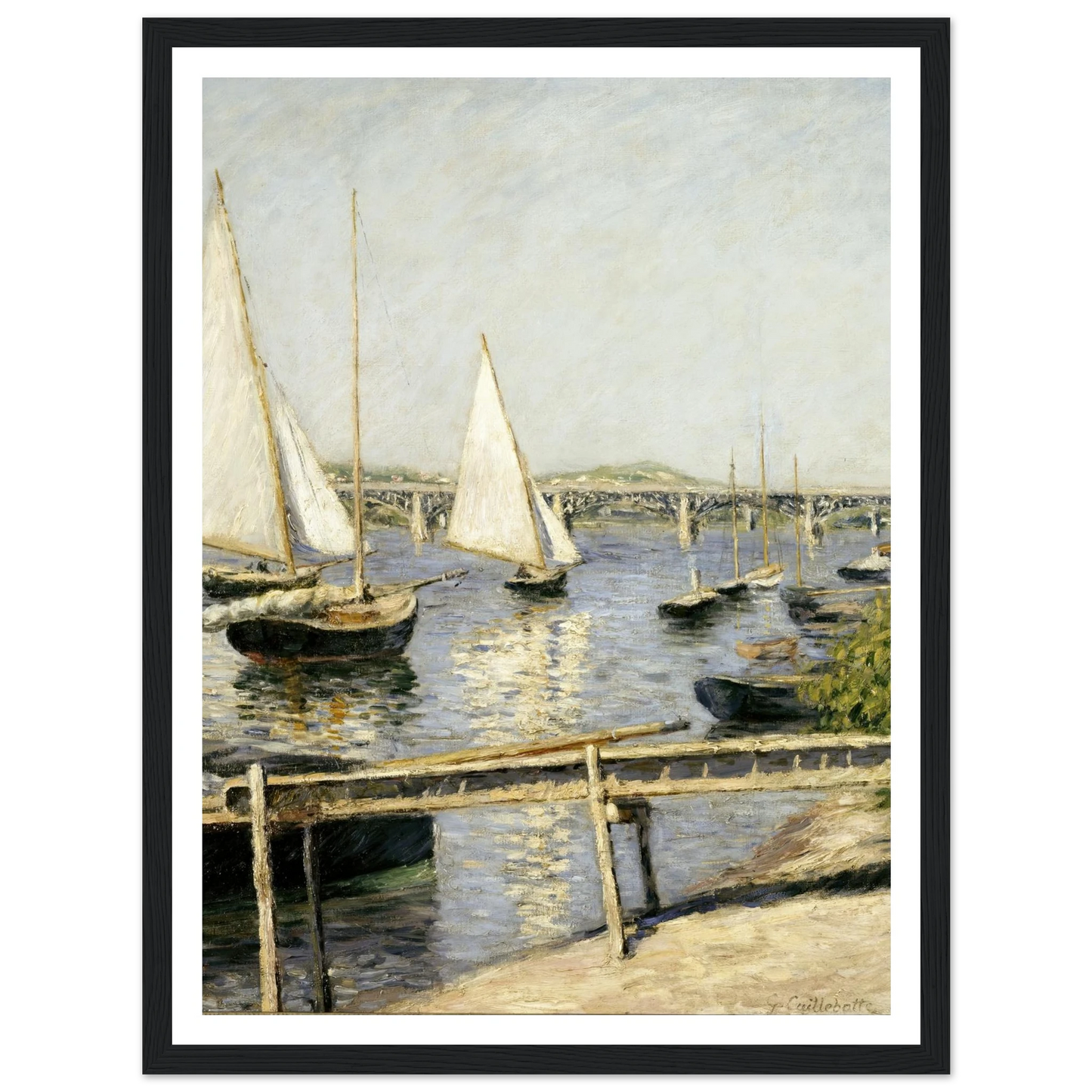 Sailing Boats at Argenteuil (circa 1888) Art Print | Gustave Caillebotte - Framed Poster - 30x40 cm / 12x16″ - Black frame