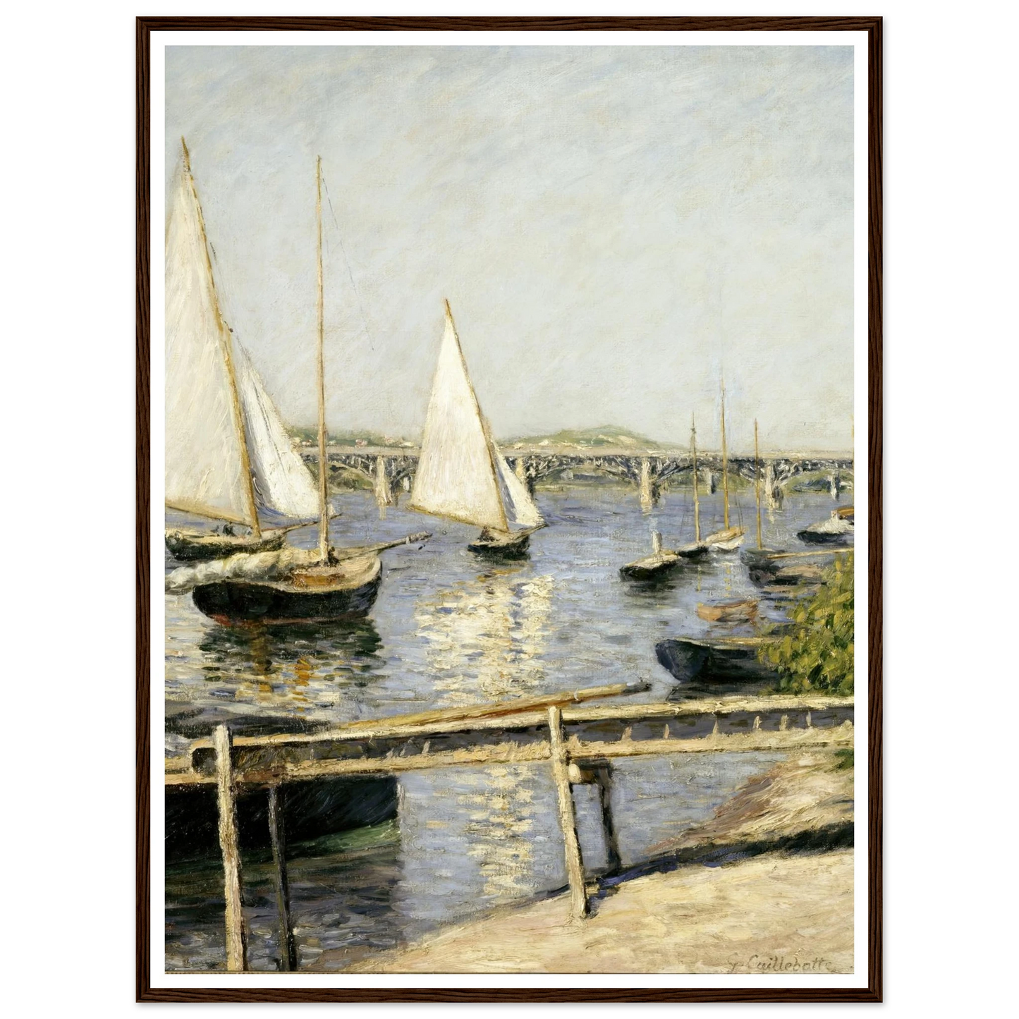 Sailing Boats at Argenteuil (circa 1888) Art Print | Gustave Caillebotte - Framed Poster - 30x40 cm / 12x16″ - Black frame