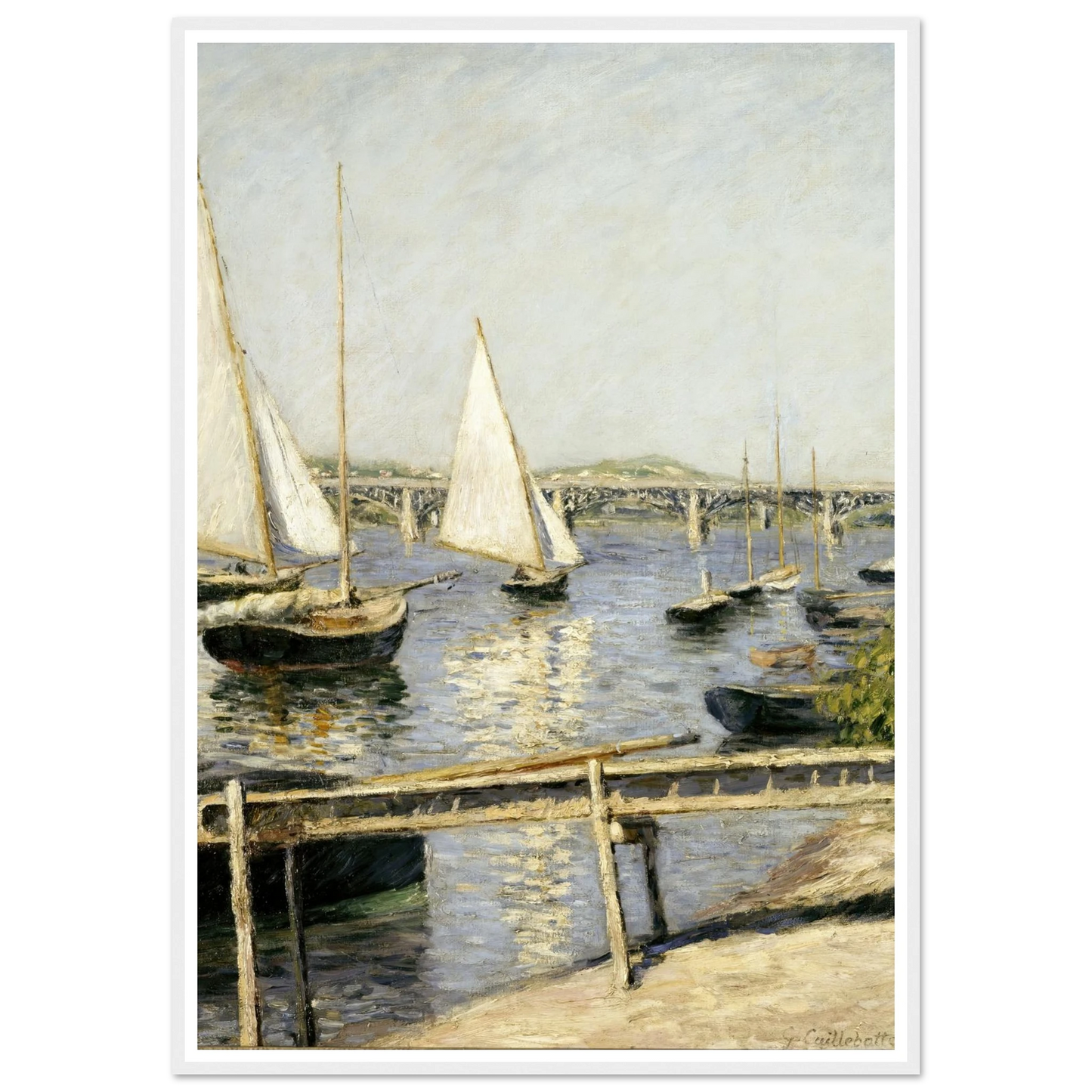 Sailing Boats at Argenteuil (circa 1888) Art Print | Gustave Caillebotte - Framed Poster - 30x40 cm / 12x16″ - Black frame