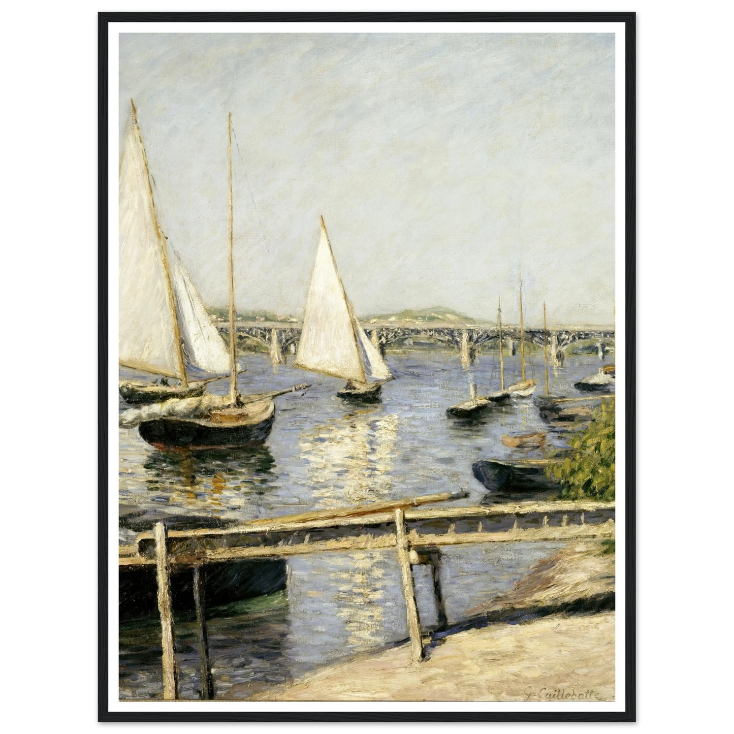 Sailing Boats at Argenteuil (circa 1888) Art Print | Gustave Caillebotte - Framed Poster - 30x40 cm / 12x16″ - Black frame